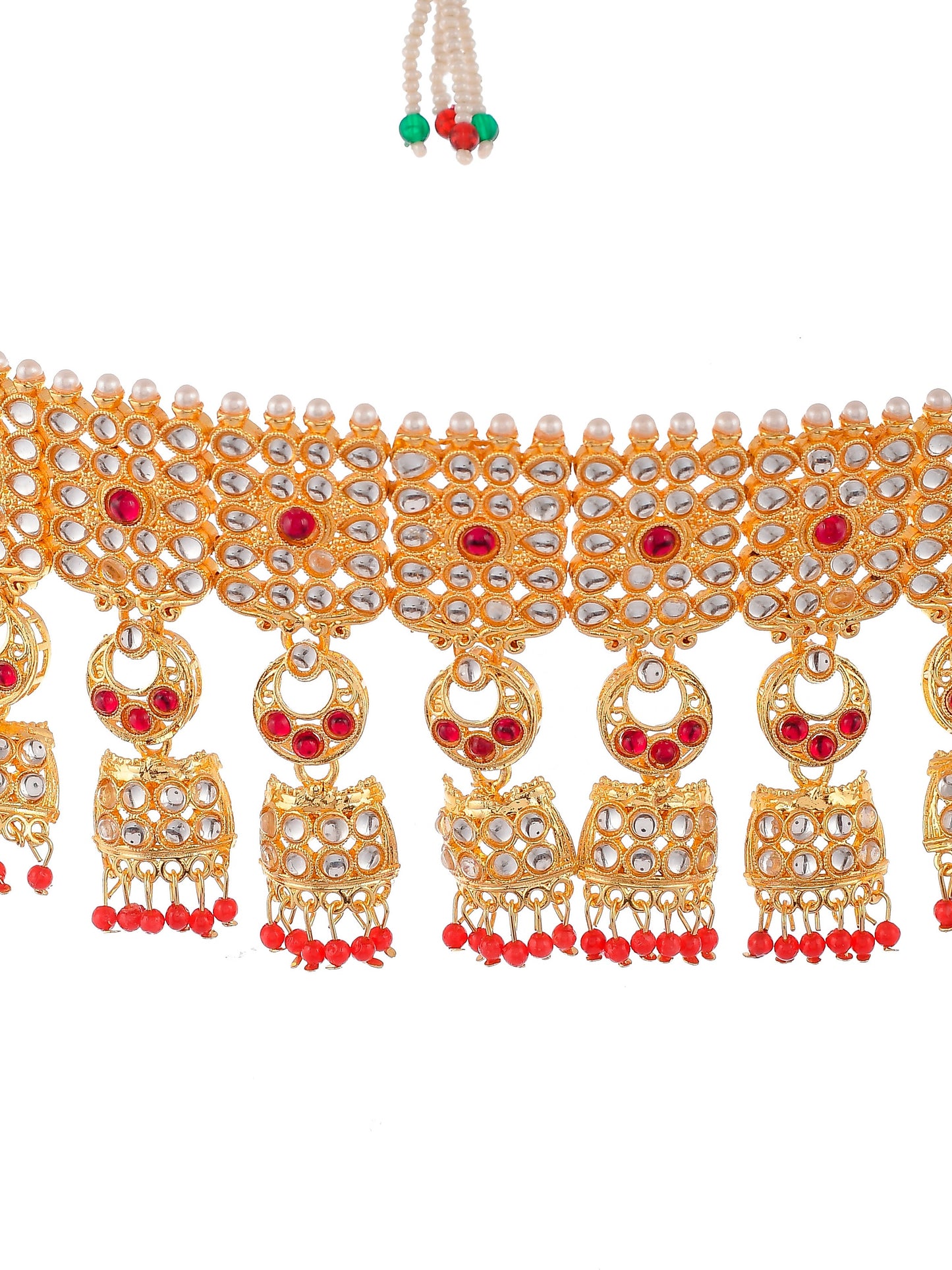 Gold Plated Kundan & Pearl Beaded Choker Jewelry Set
