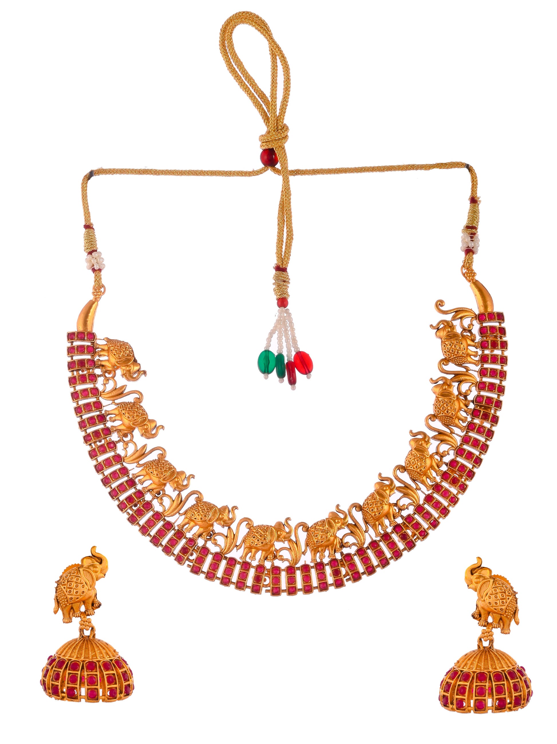 Women Gold Toned & Plated Temple Jewellery Set