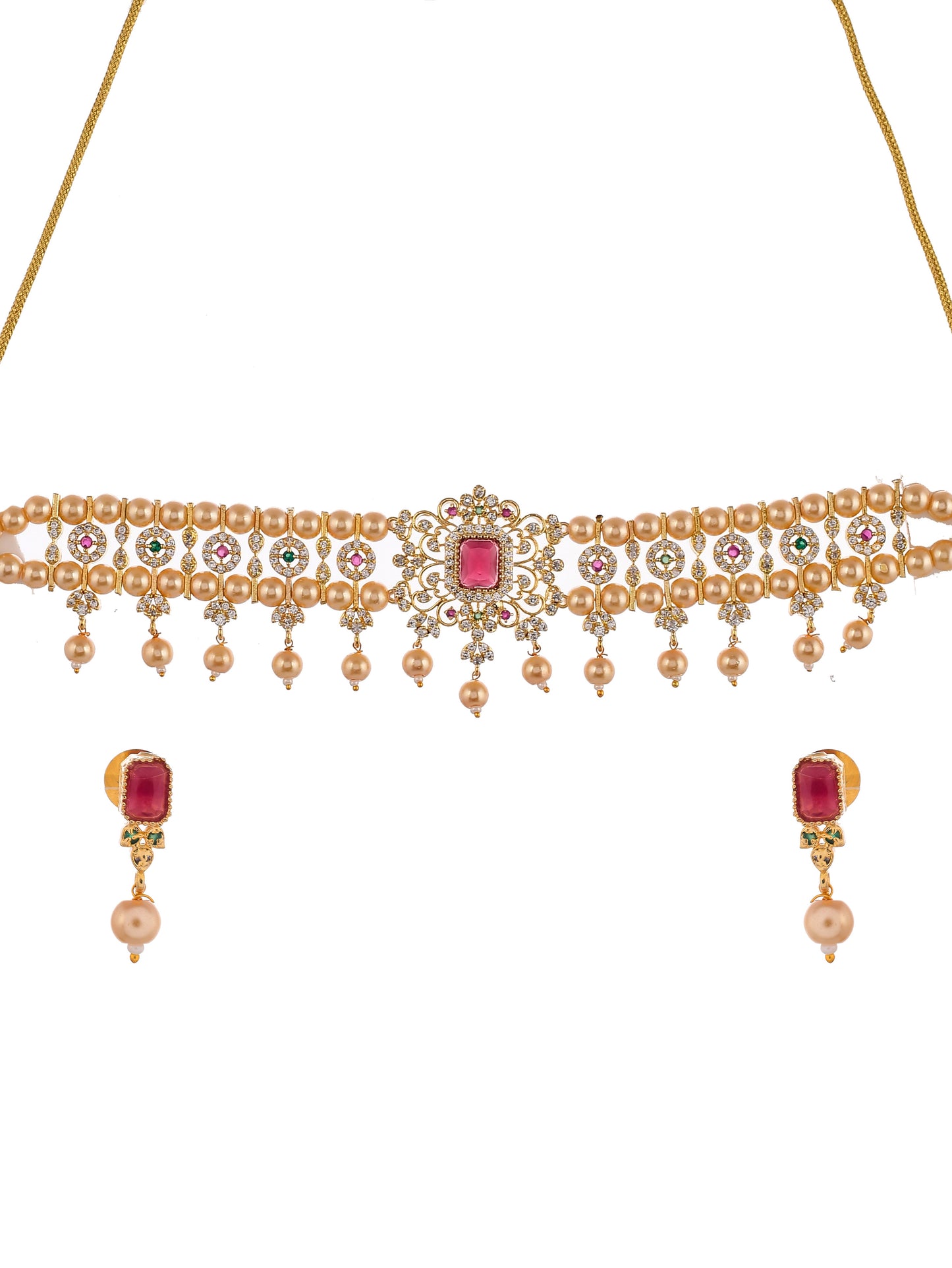 Gold Plated American Diamond Choker Jewellery Set
