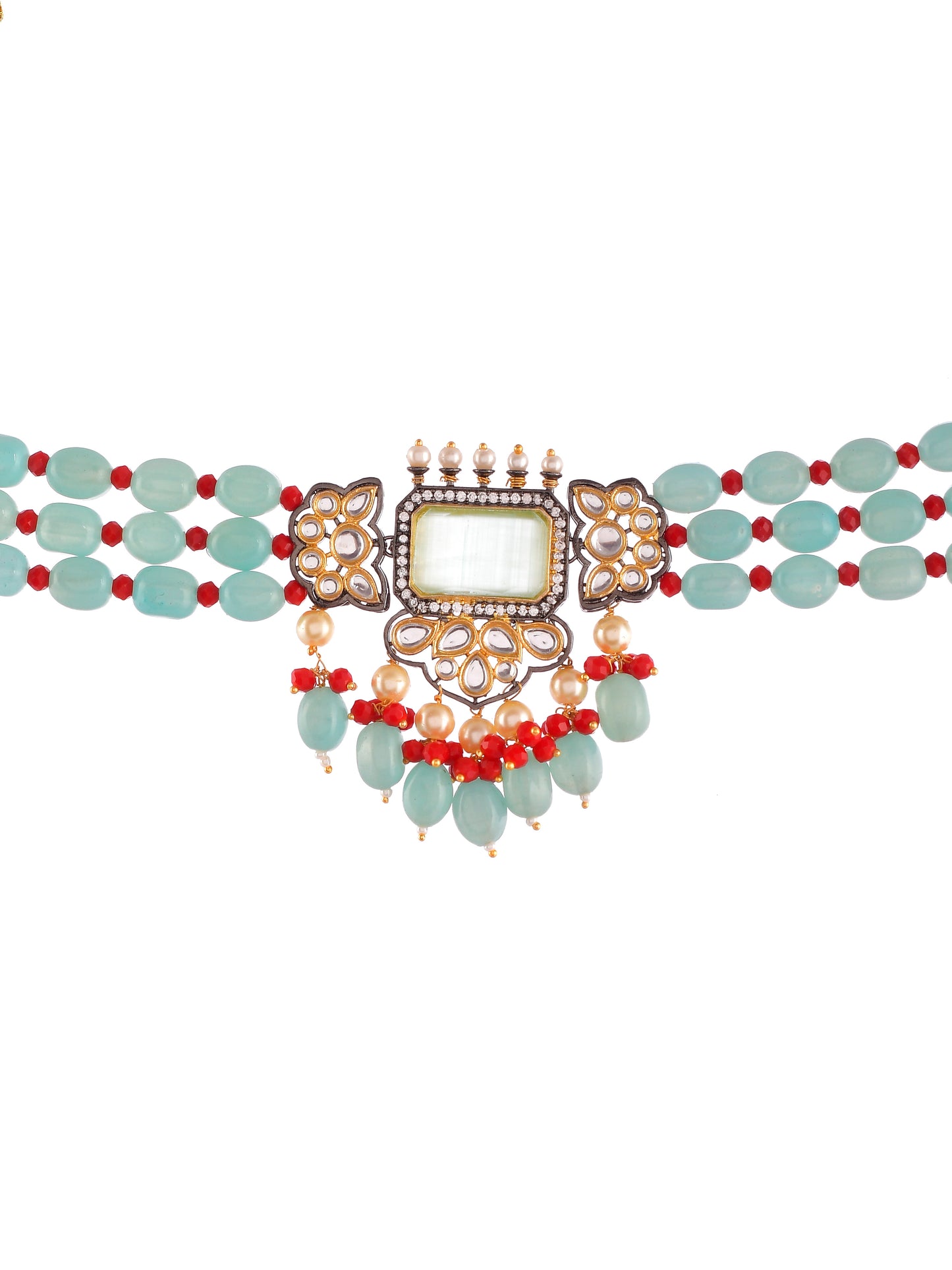 Blue Monalisa Ethnic Kundan choker Jewellery Set