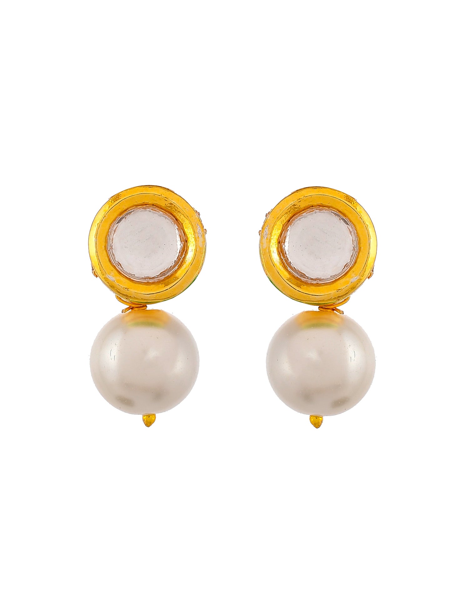 Classic Pearl Necklace with Kundan Stud Earrings