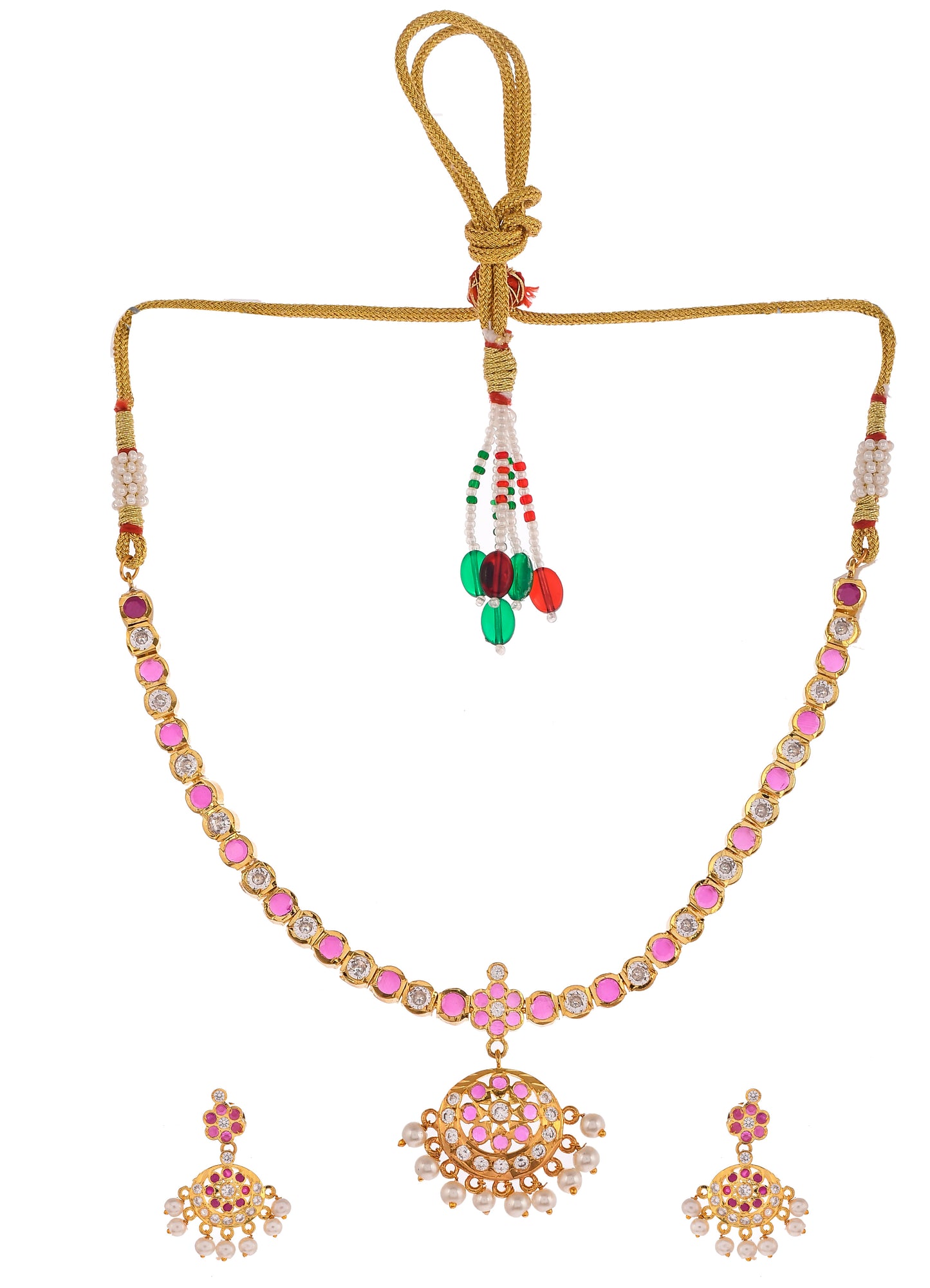 Gold Plated Cz Pendant Jewellery Set