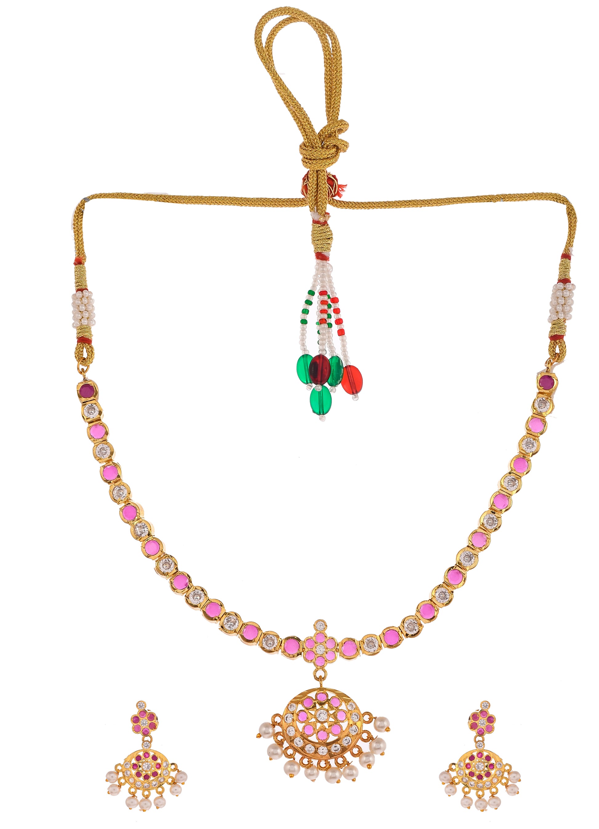 Gold Plated Cz Pendant Jewellery Set