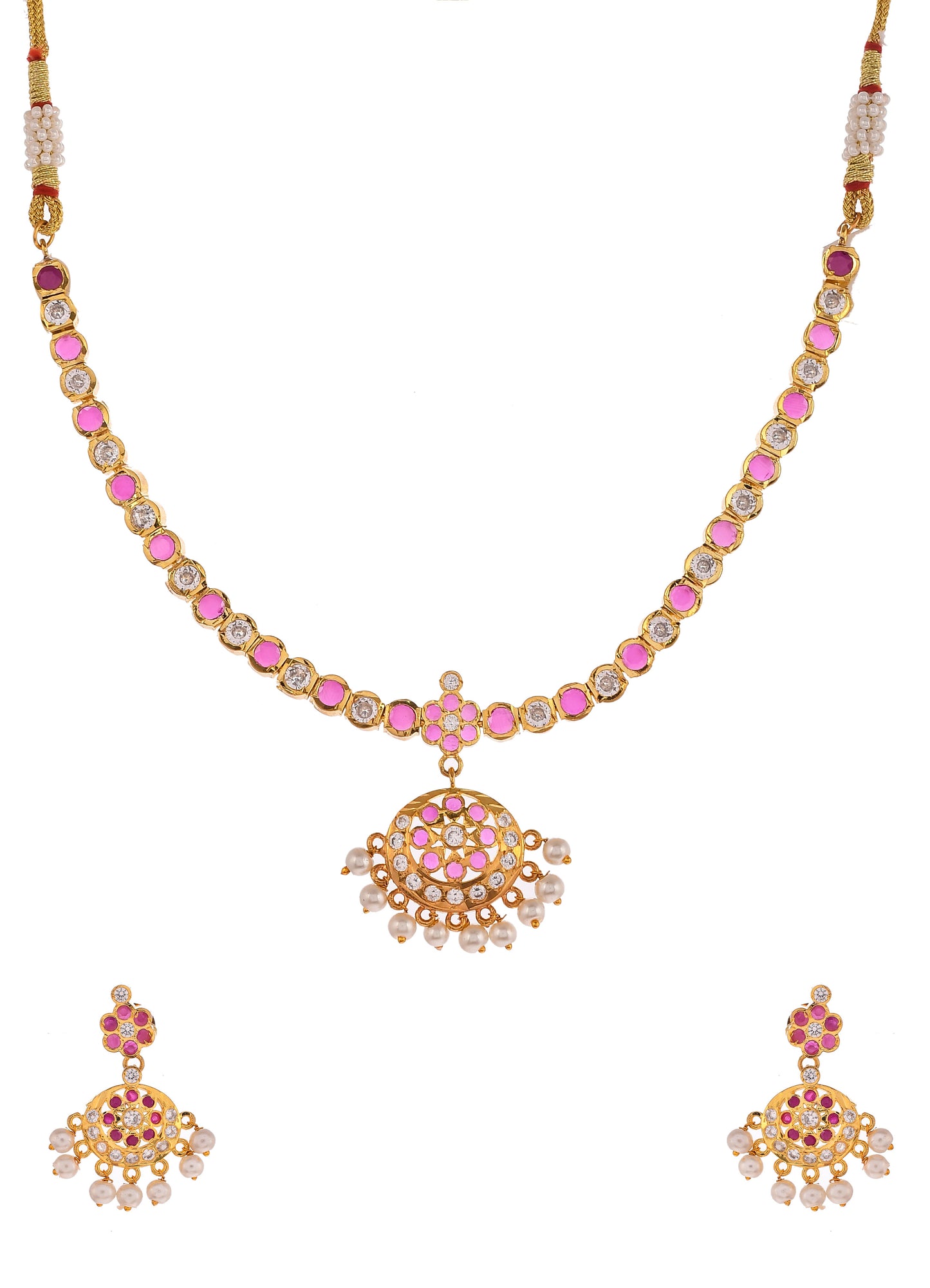 Gold Plated Cz Pendant Jewellery Set