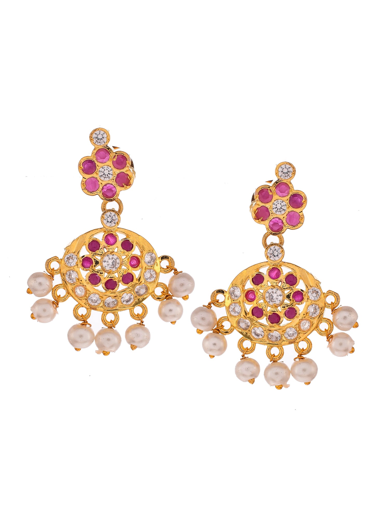 Gold Plated Cz Pendant Jewellery Set