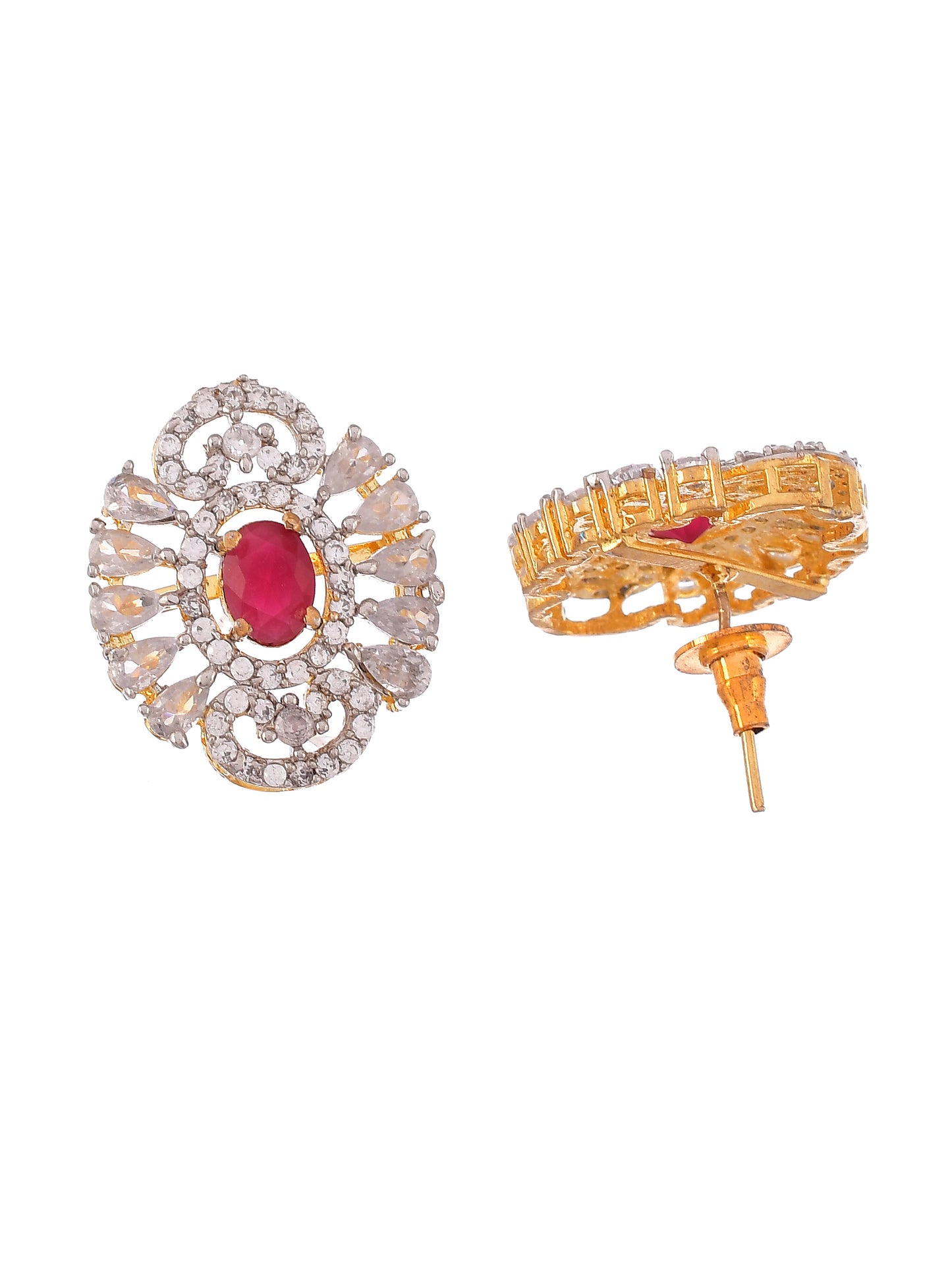 American Diamond Red Choker Jewellery Set