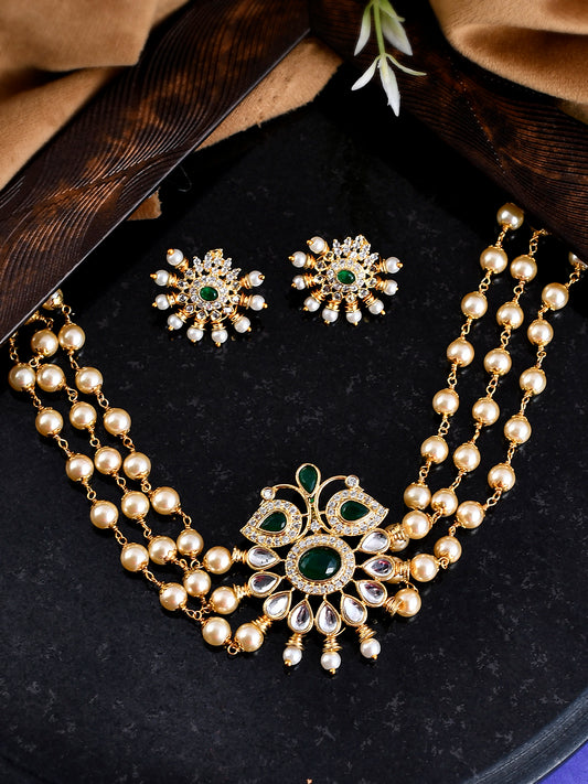 Gold Plated Pearl Kundan Choker Jewellery Set