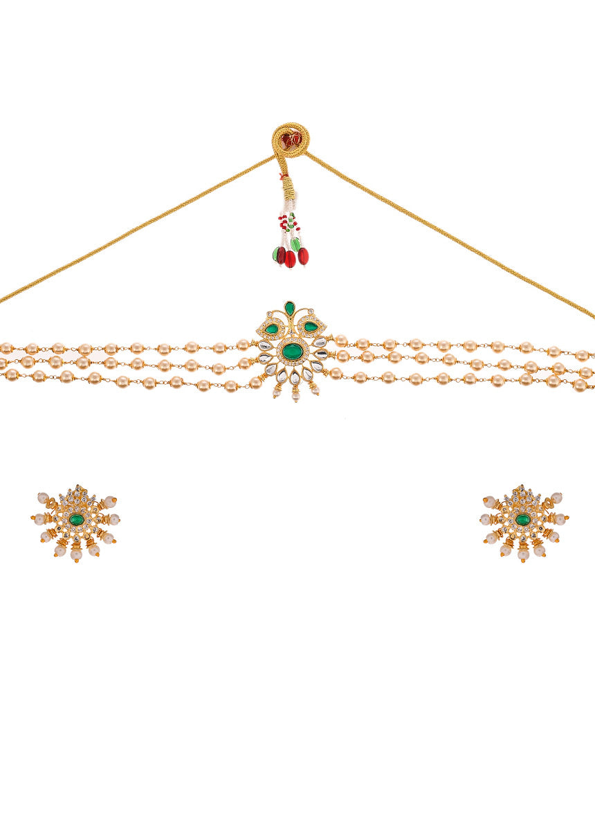 Gold Plated Pearl Kundan Choker Jewellery Set