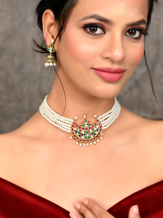 Kundan Pearl Temple Choker Jewellery Sets for Women Online