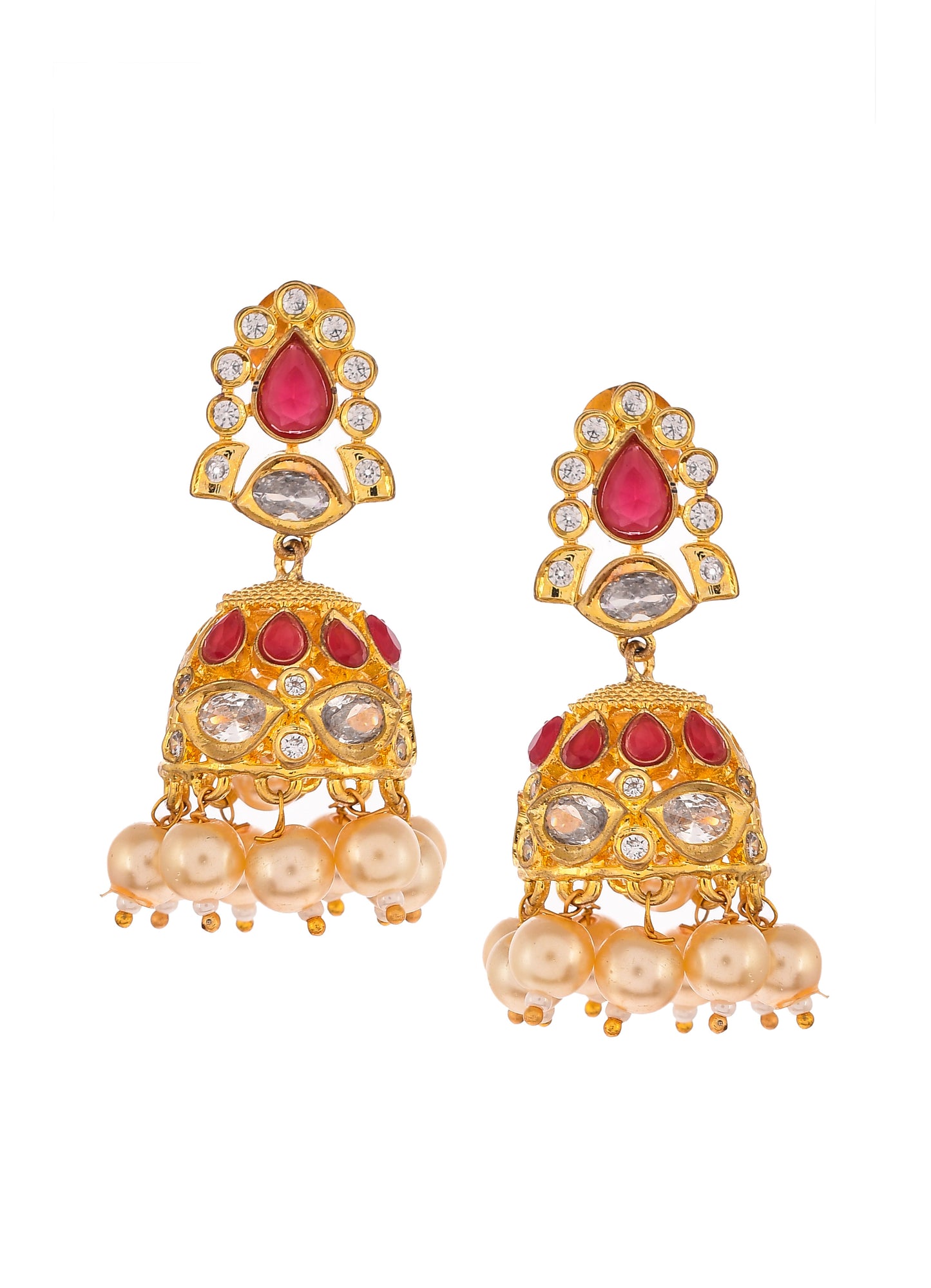 Gold Plated Red Stone Kundan Choker Jewellery Set