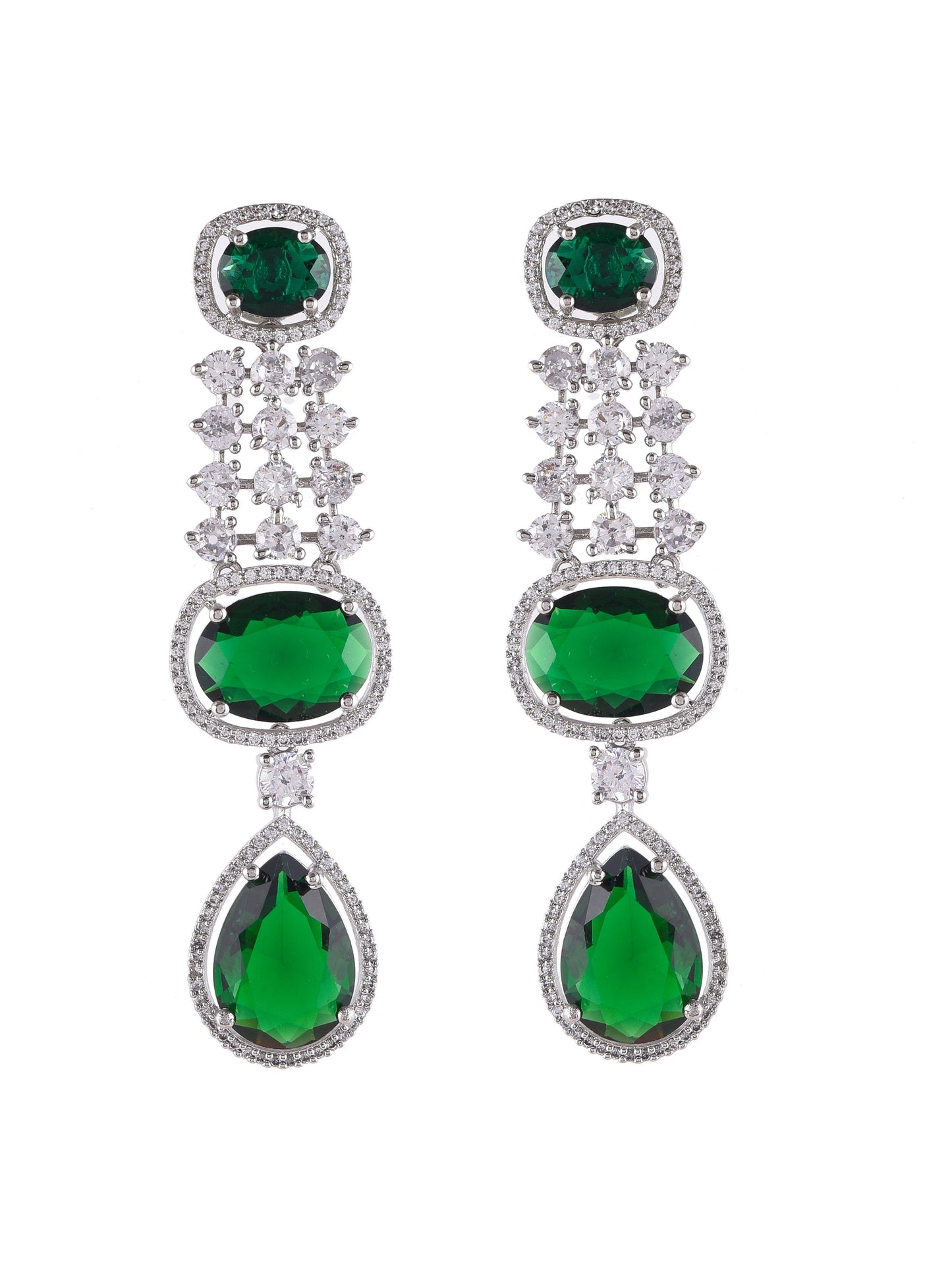 Long faux emerald diamond Jewellery set