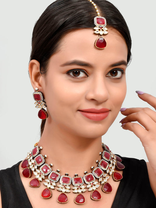 Bridal American Diamond Red Kundan Jewellery Sets for Women Online