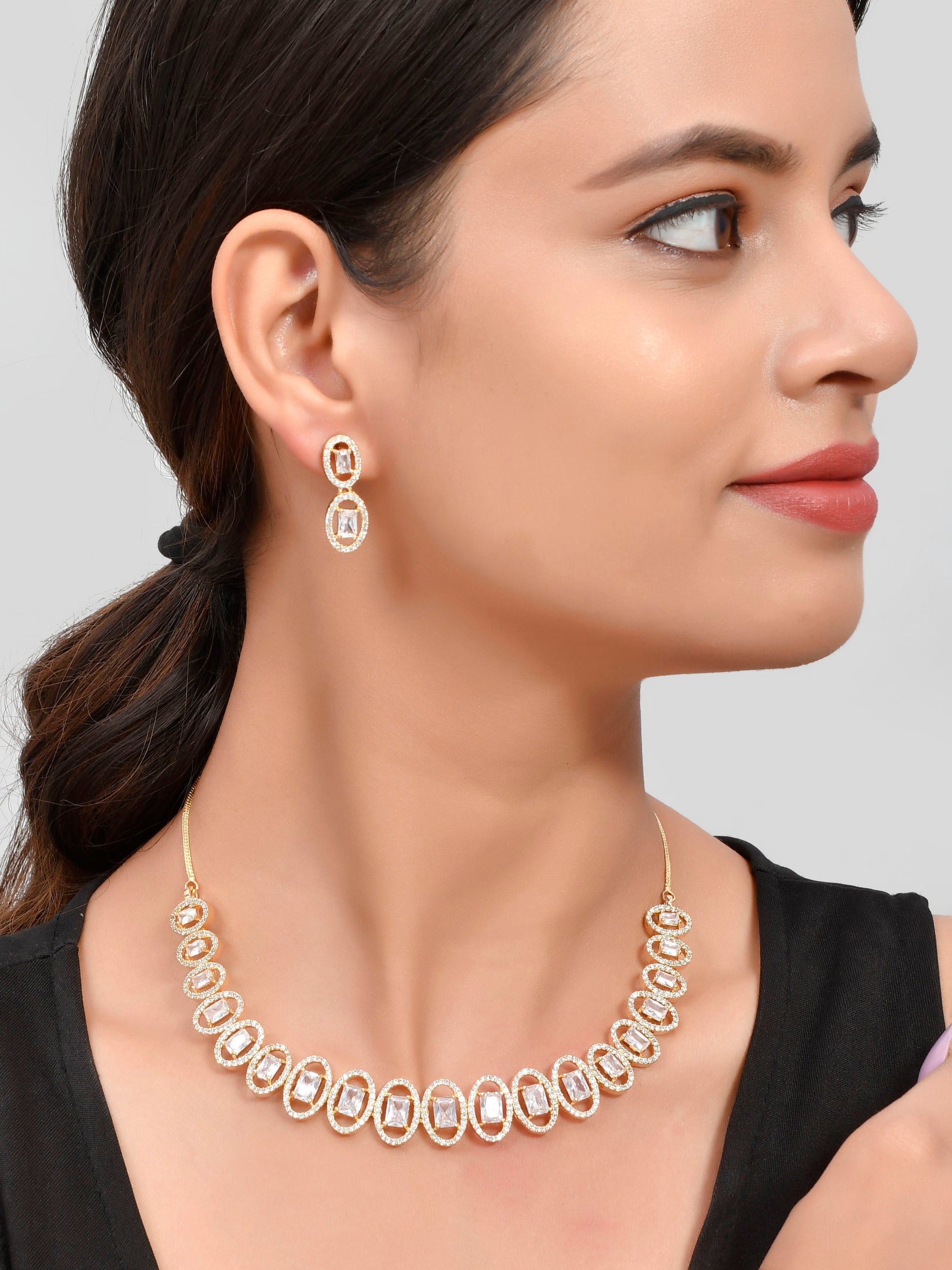 Gold Plated AD stone jewelry set