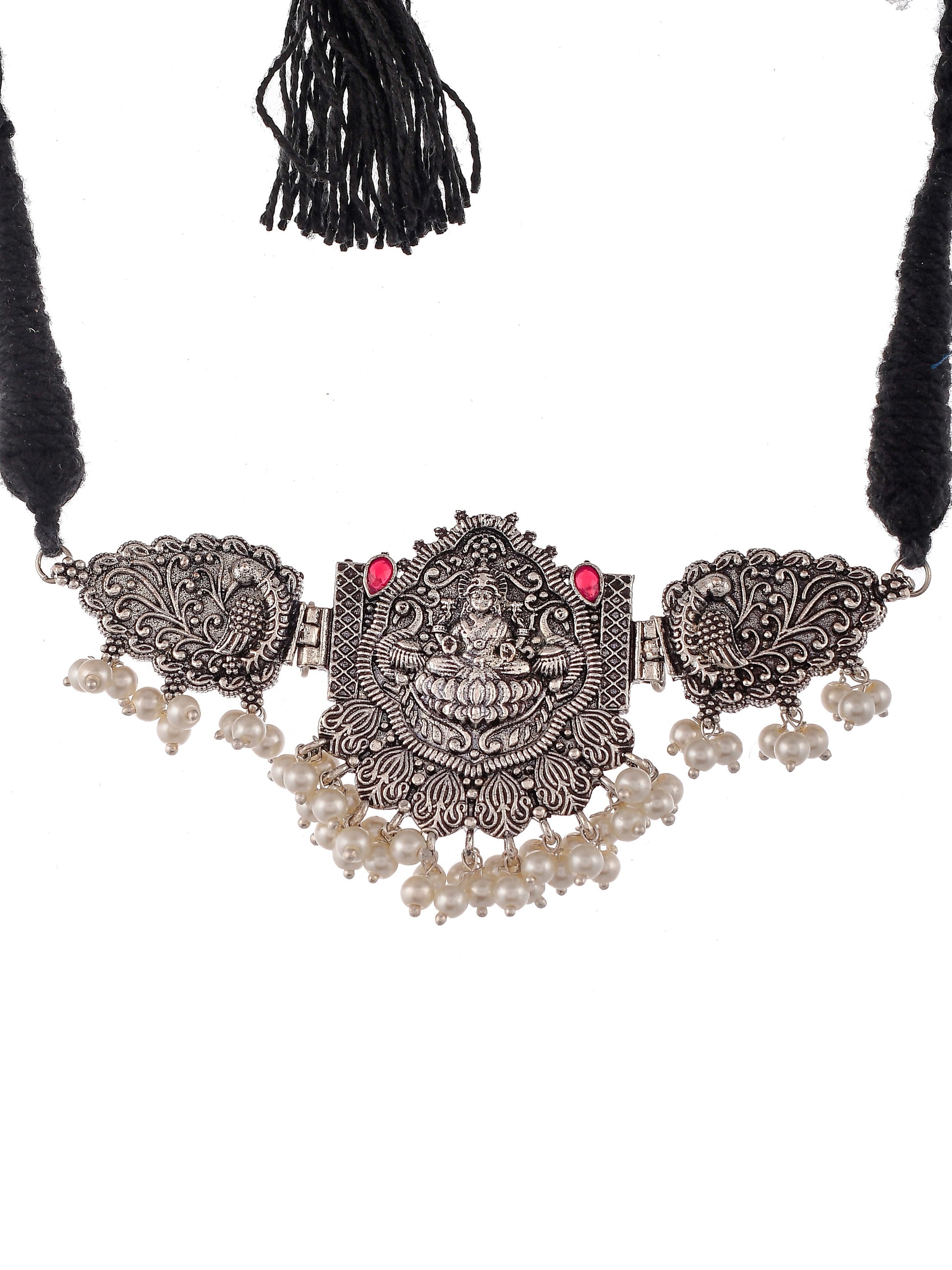 Silver Plated Oxidized Thread Jewelry Set