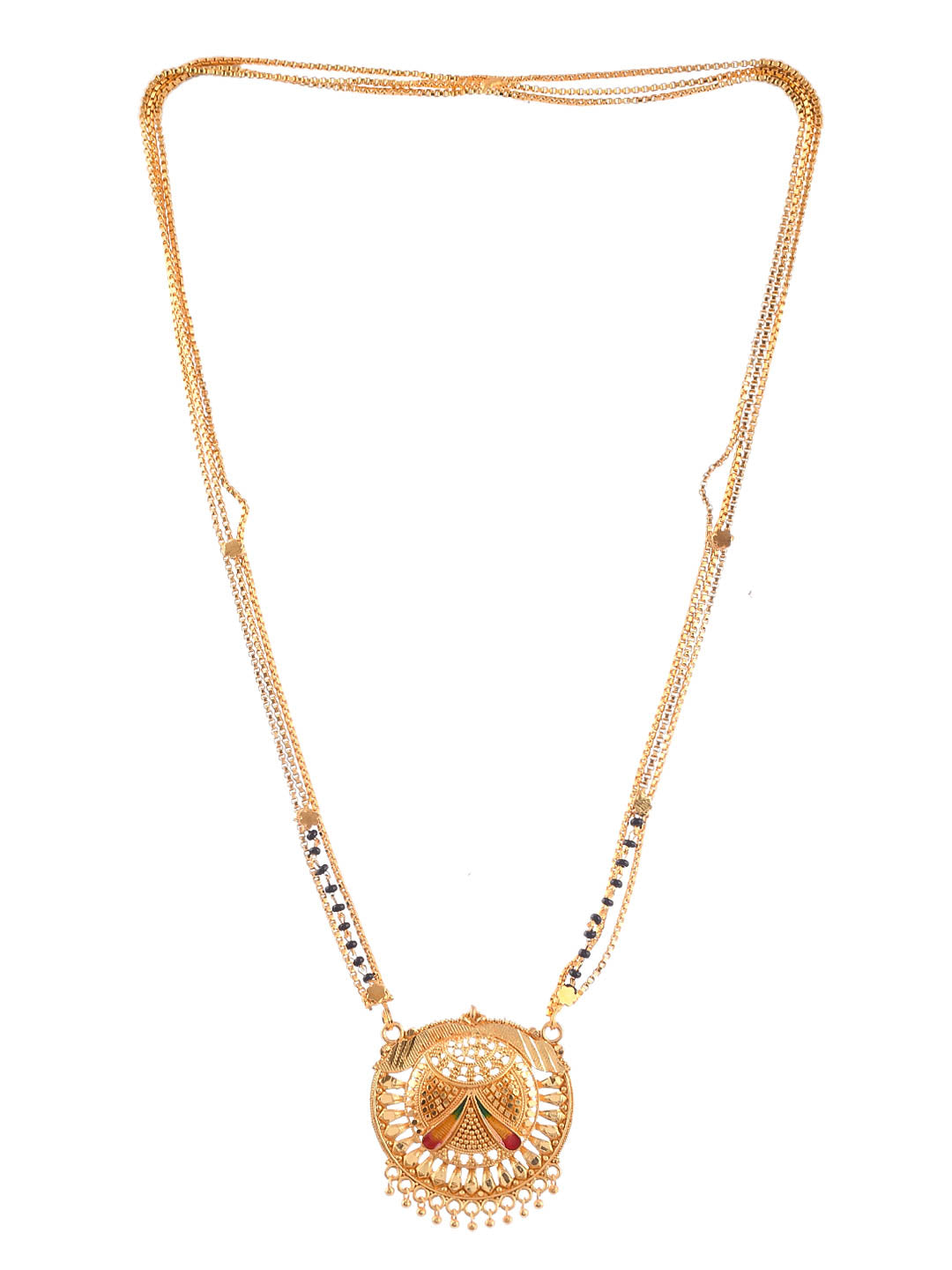 Gold Plated Meenakari Black Beads Chain Mangalsutra Necklace
