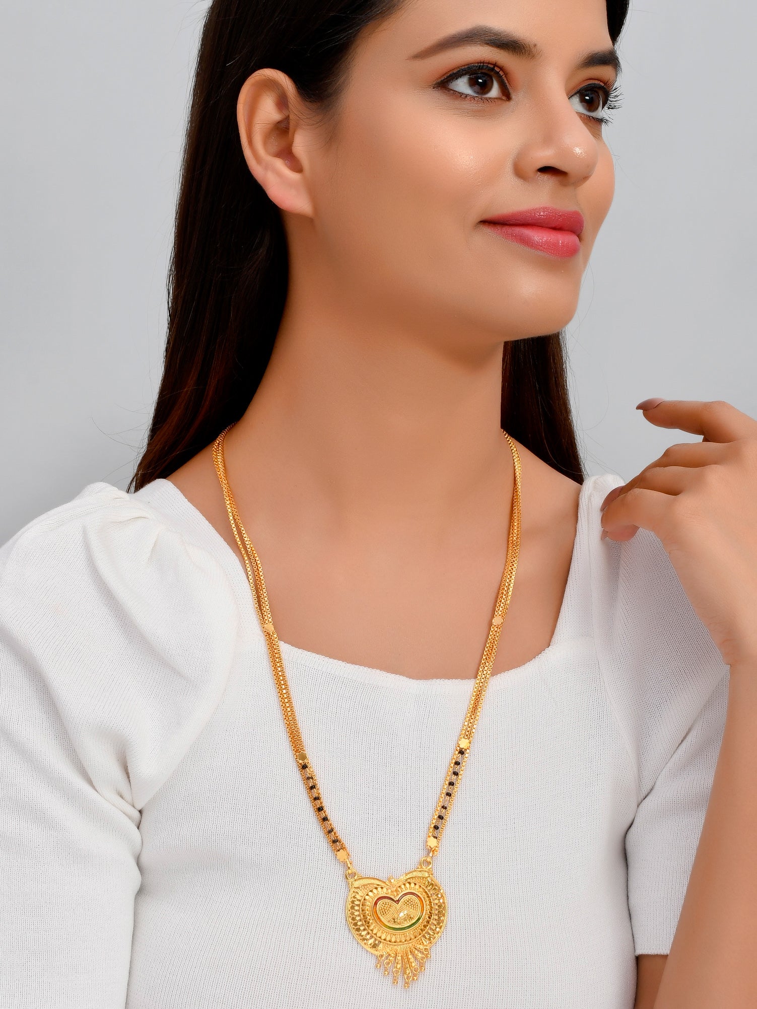 Gold mangalsutra chain on sale designs without black beads