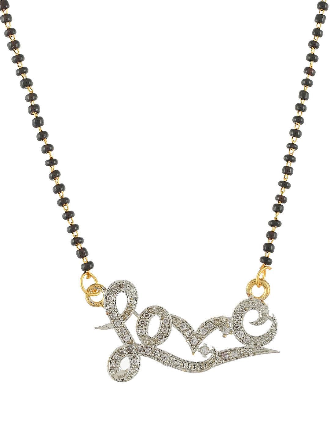 American Daimond Love Mangalsutra With Heart Earrings