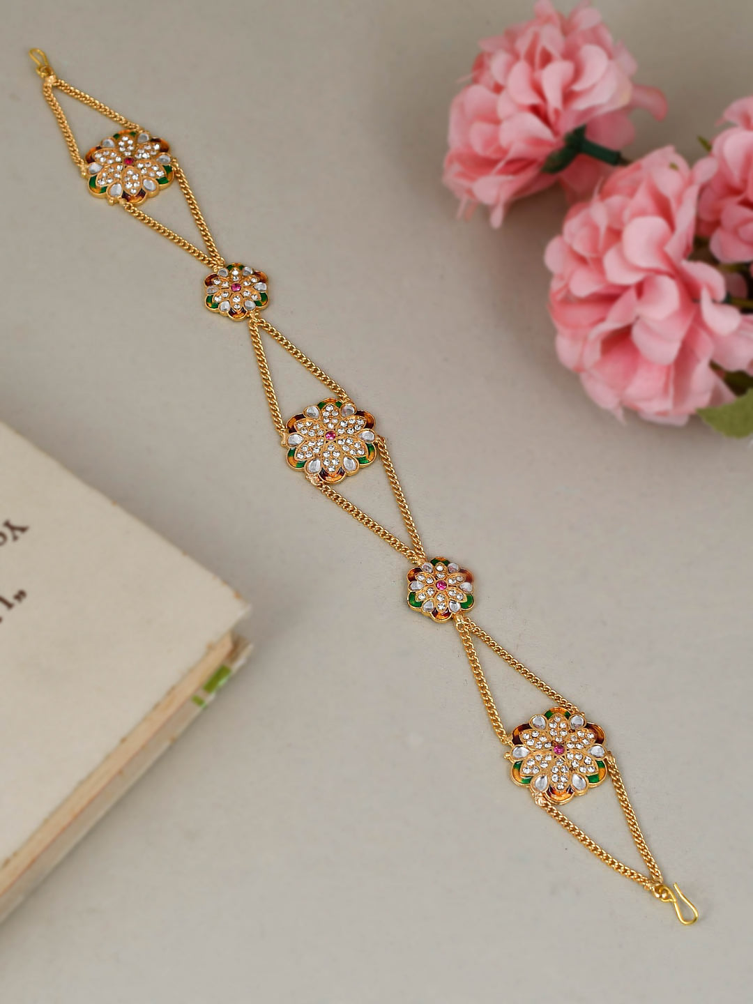 Gold plated Floral Sheeshpatti Headchain traditional Hairband