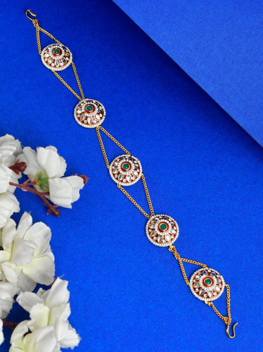 Gold Plated Kundan Headchain - Head Jewellery for Women Online