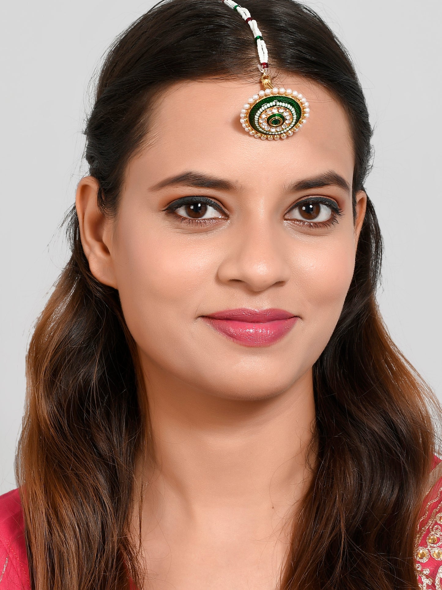 Ethnic Green Meenakari Borla Head Jewellery for Women Online