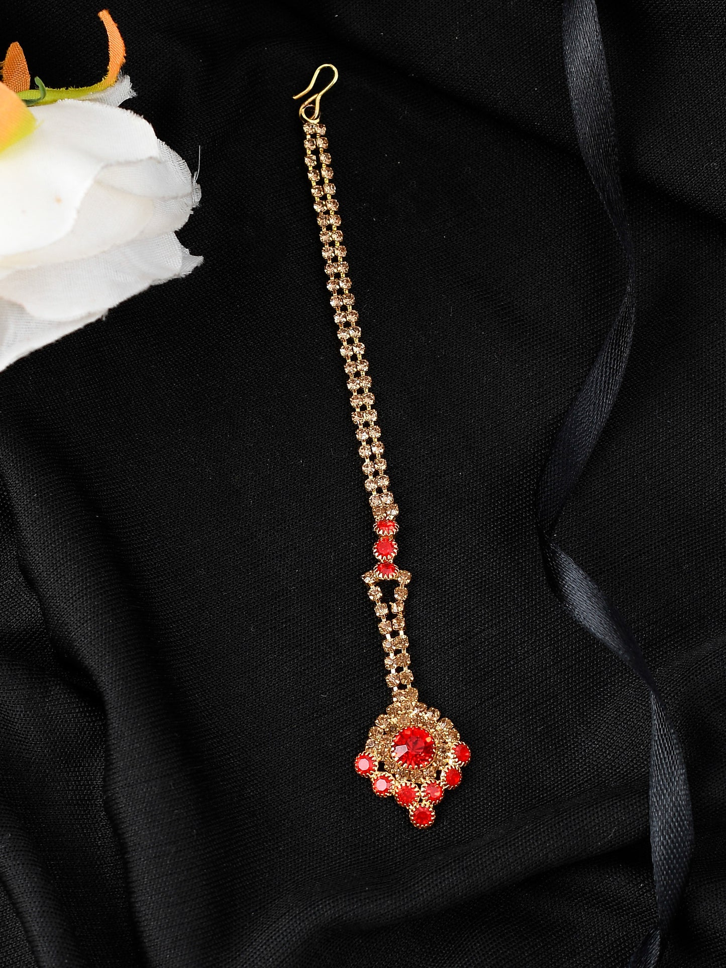Traditional Red Cz Maangtikka Head Jewellery for Women Online