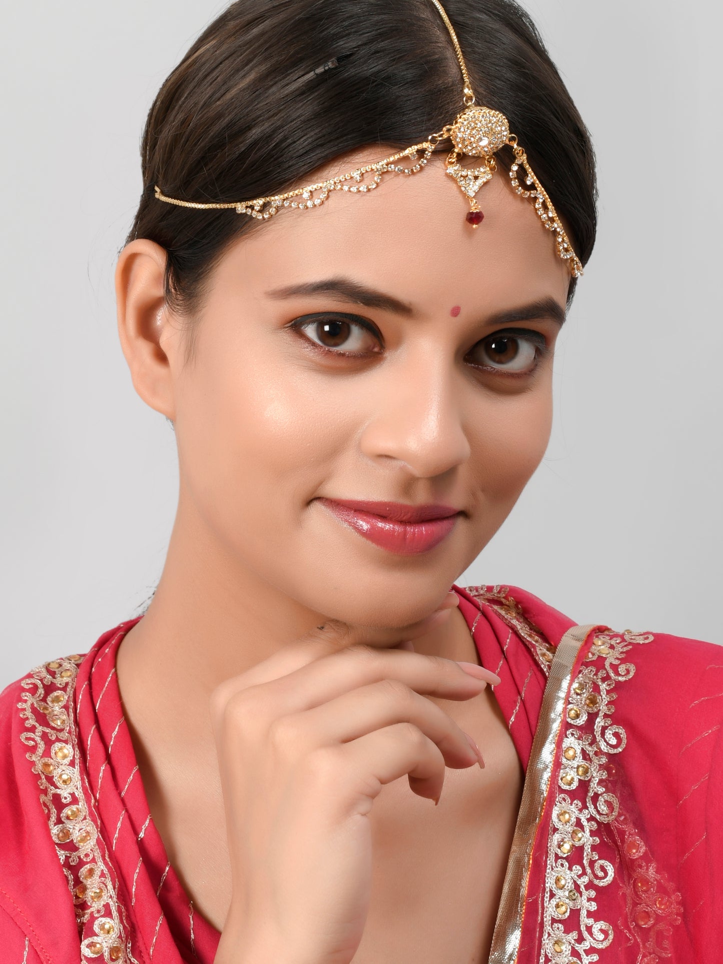 CZ Traditional Bridal Mathapatti Rakhdi Head Jewellery