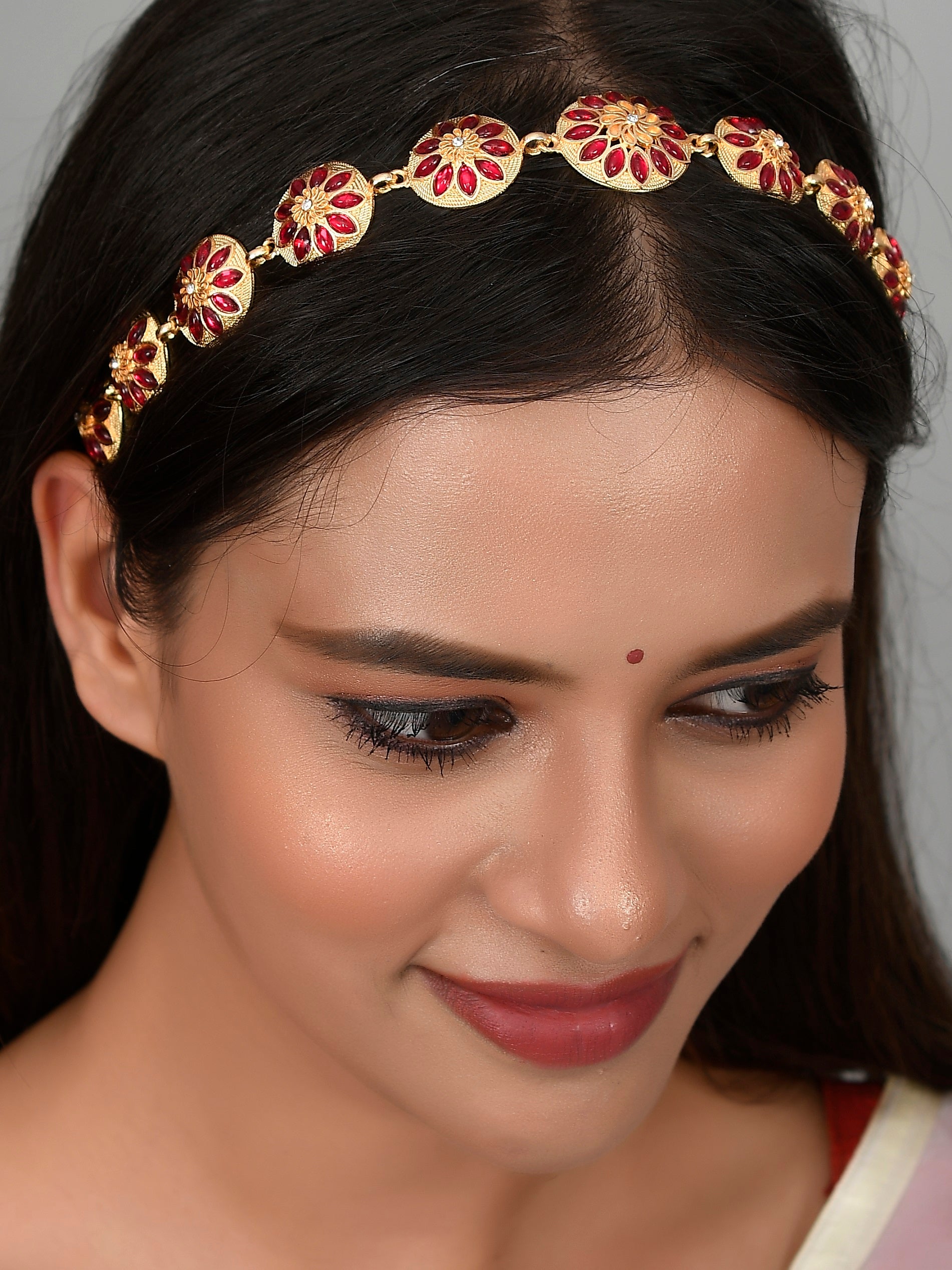 Gold Plated Ethnic Wedding Floral Head Chain