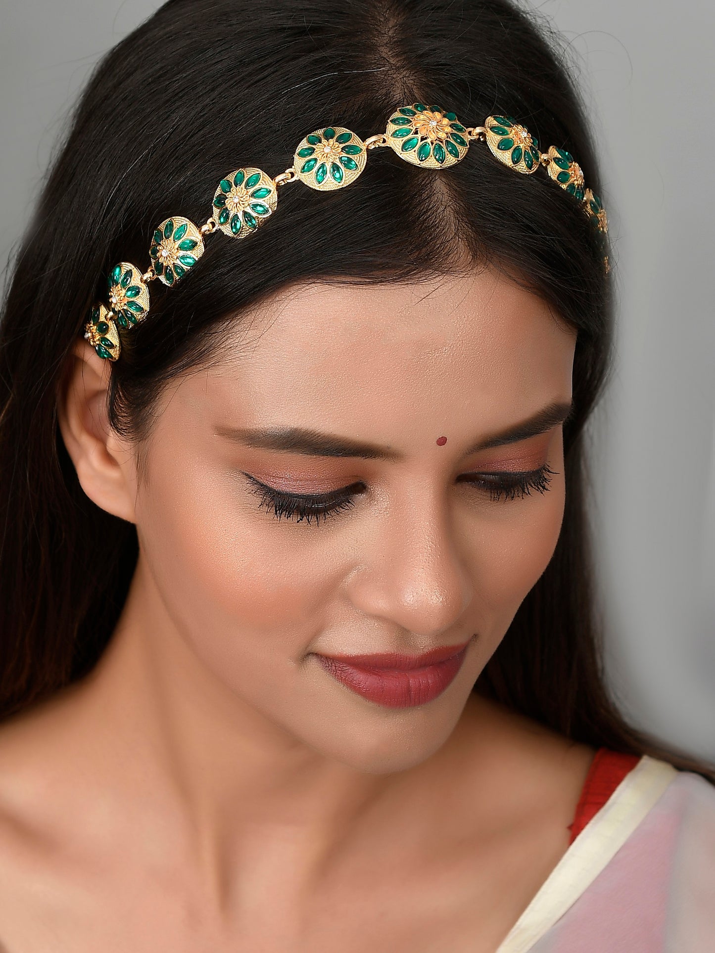 Gold Toned Ethnic matha patti Traditional Enamelled Head Chain