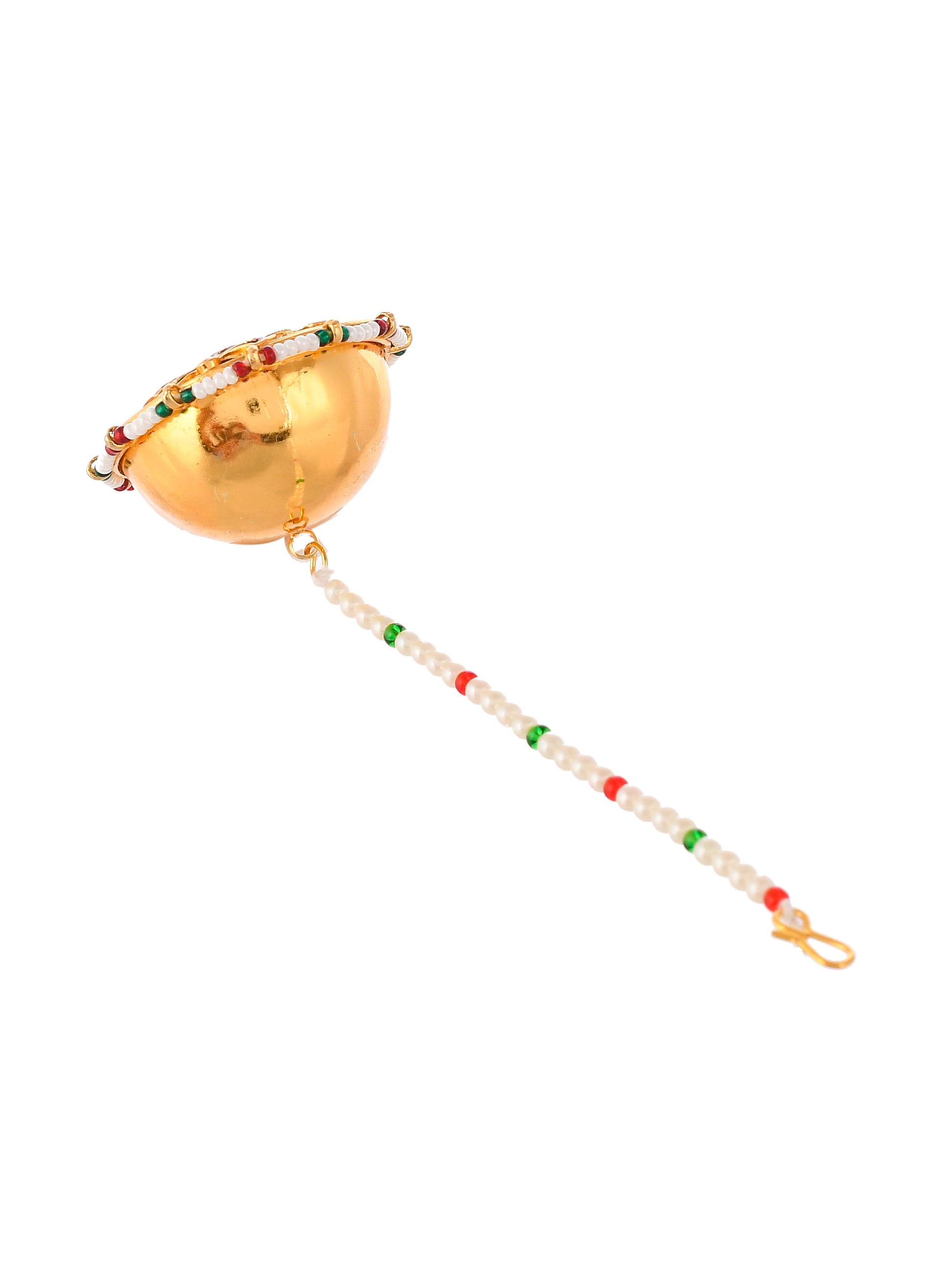 Gold Plated Pearl Meenakari Maang Tikka