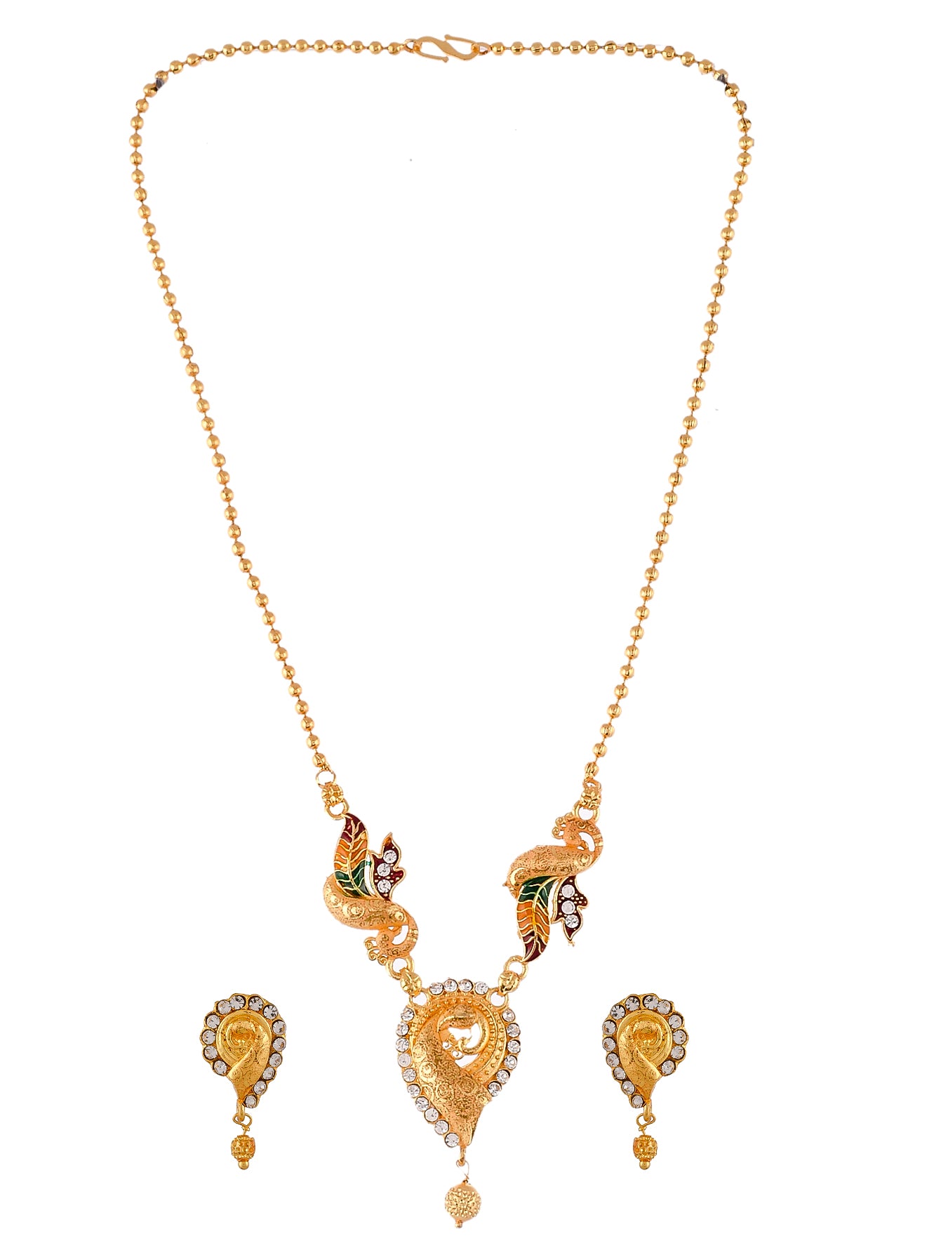 Designers Gold Plated Mayuri Jewellery Set