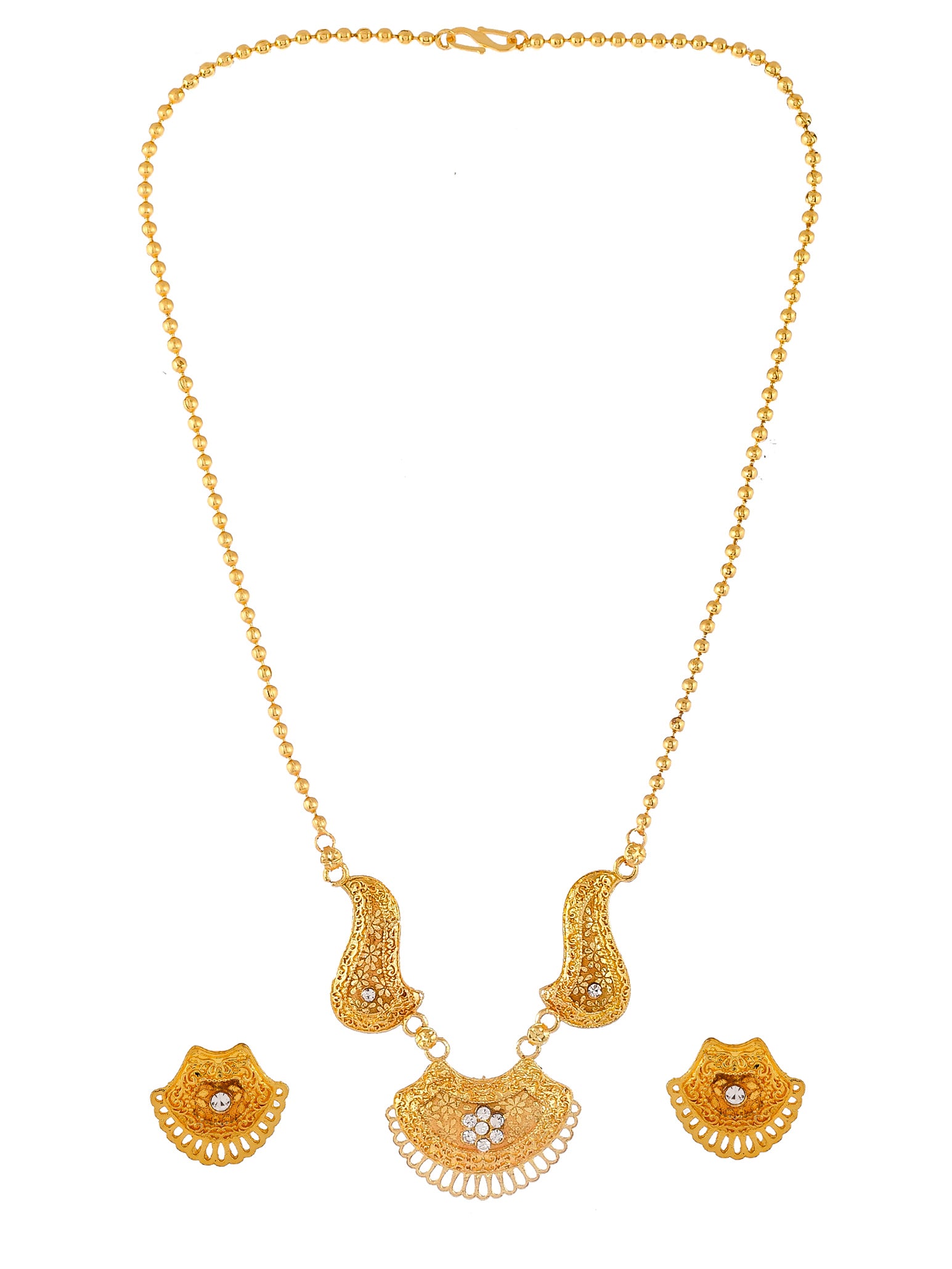 Golden Long Pendant Necklace Set