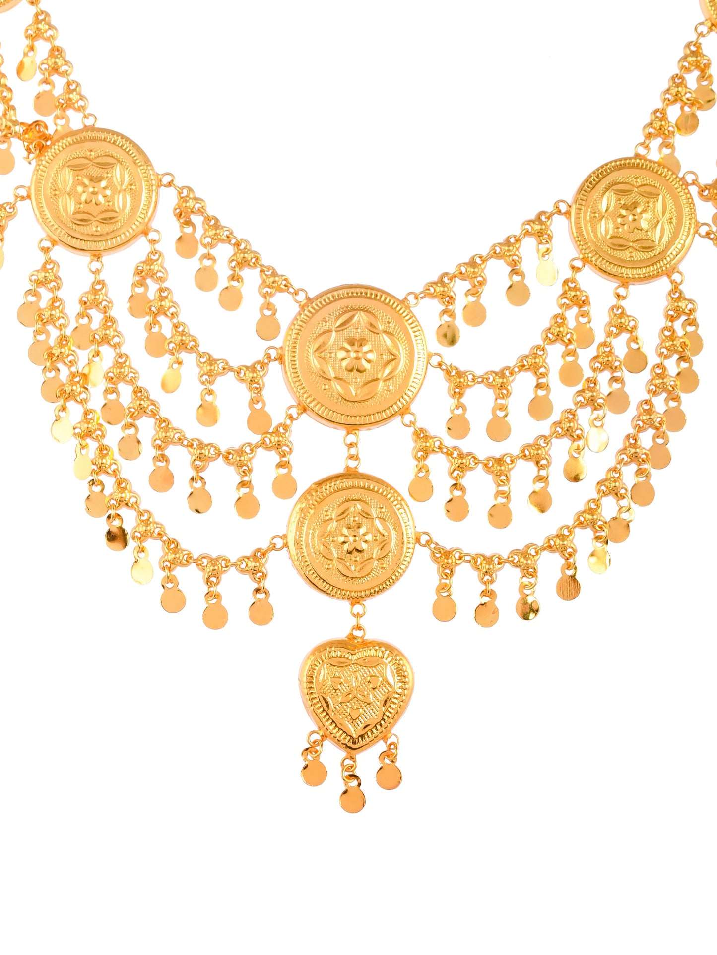 Gold Plated Coins Layered Necklace