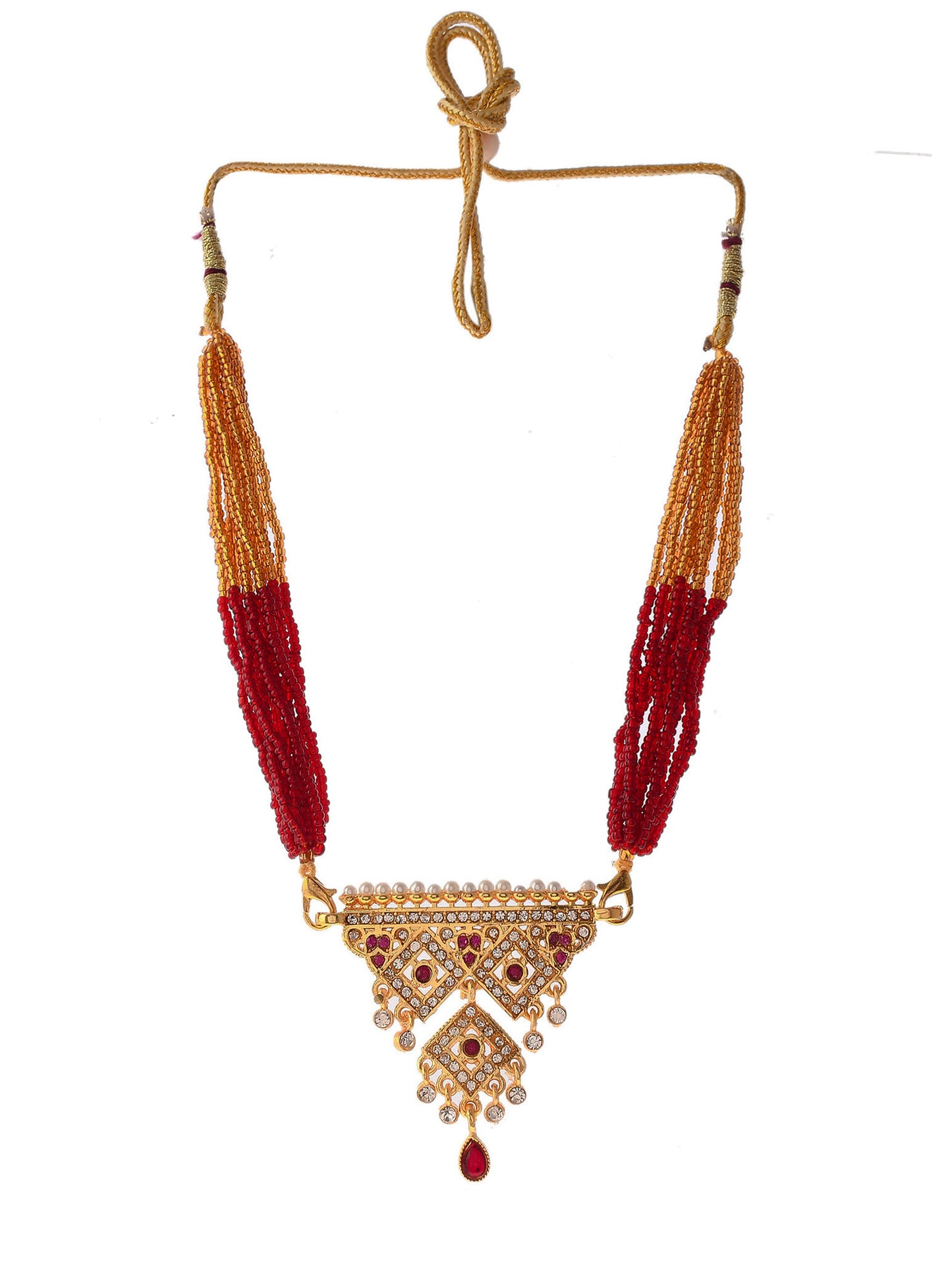 Gold Plated Ethnic Layered Long Necklace