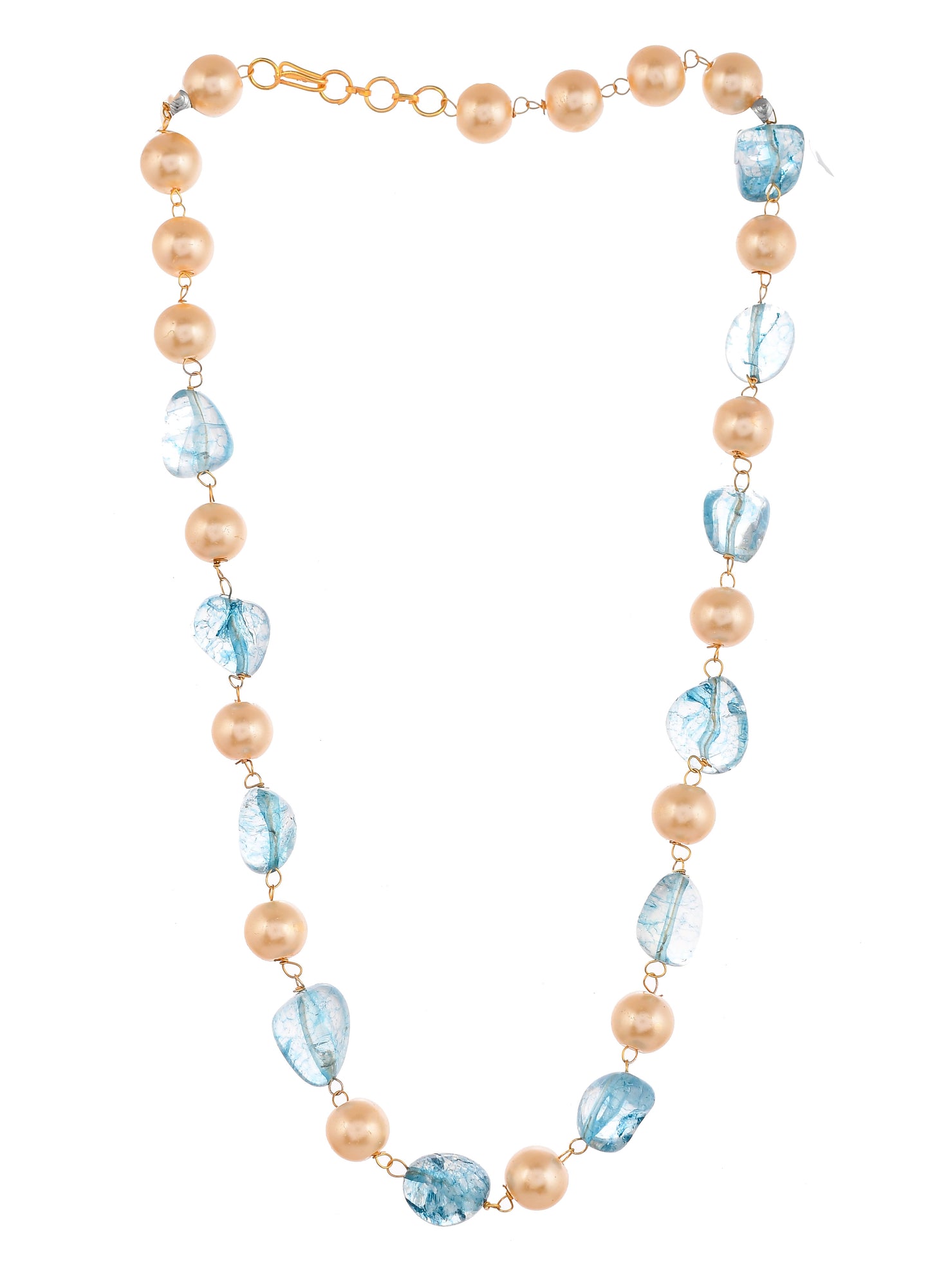 Gold Plated Blue Quartz Pearl Unisex Necklace