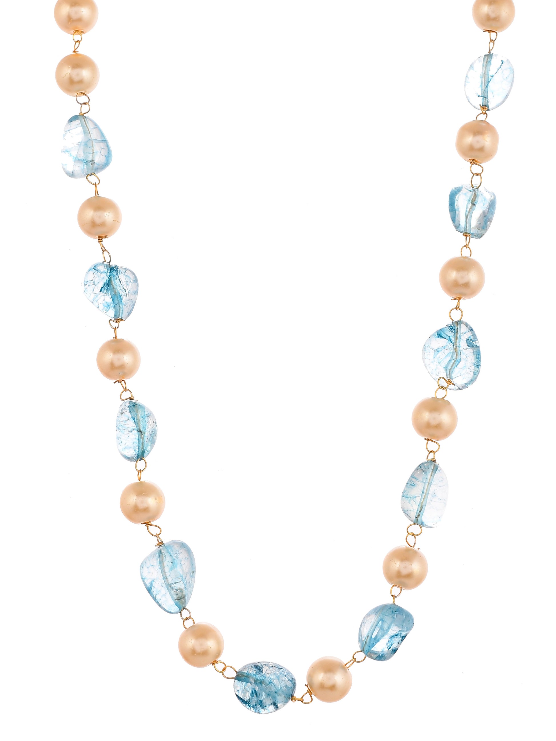 Gold Plated Blue Quartz Pearl Unisex Necklace