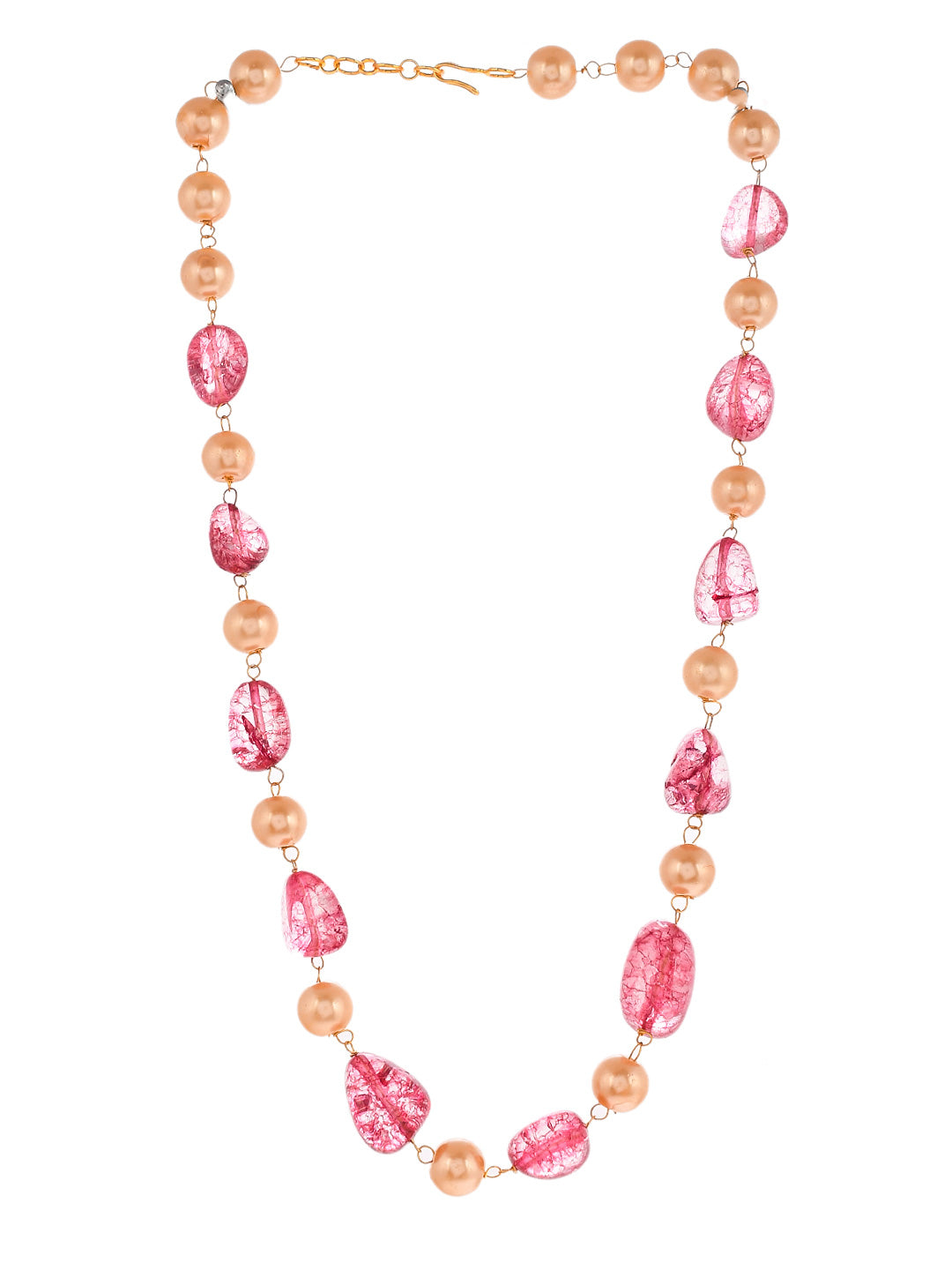 Gold Plated Pink Quartz Pearl Unisex Necklace