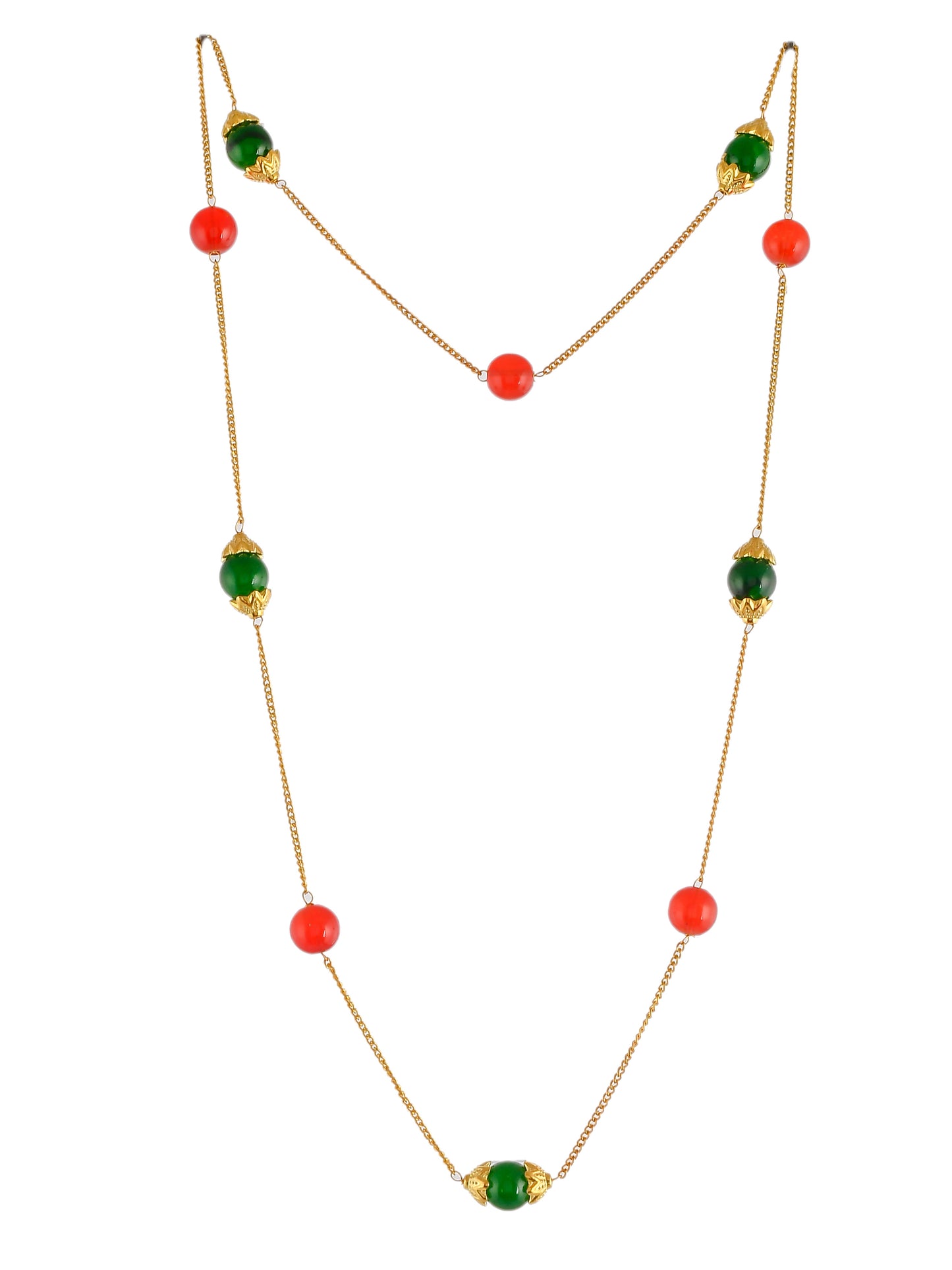 Unisex Multi Gold Plated Beaded Layered Necklace