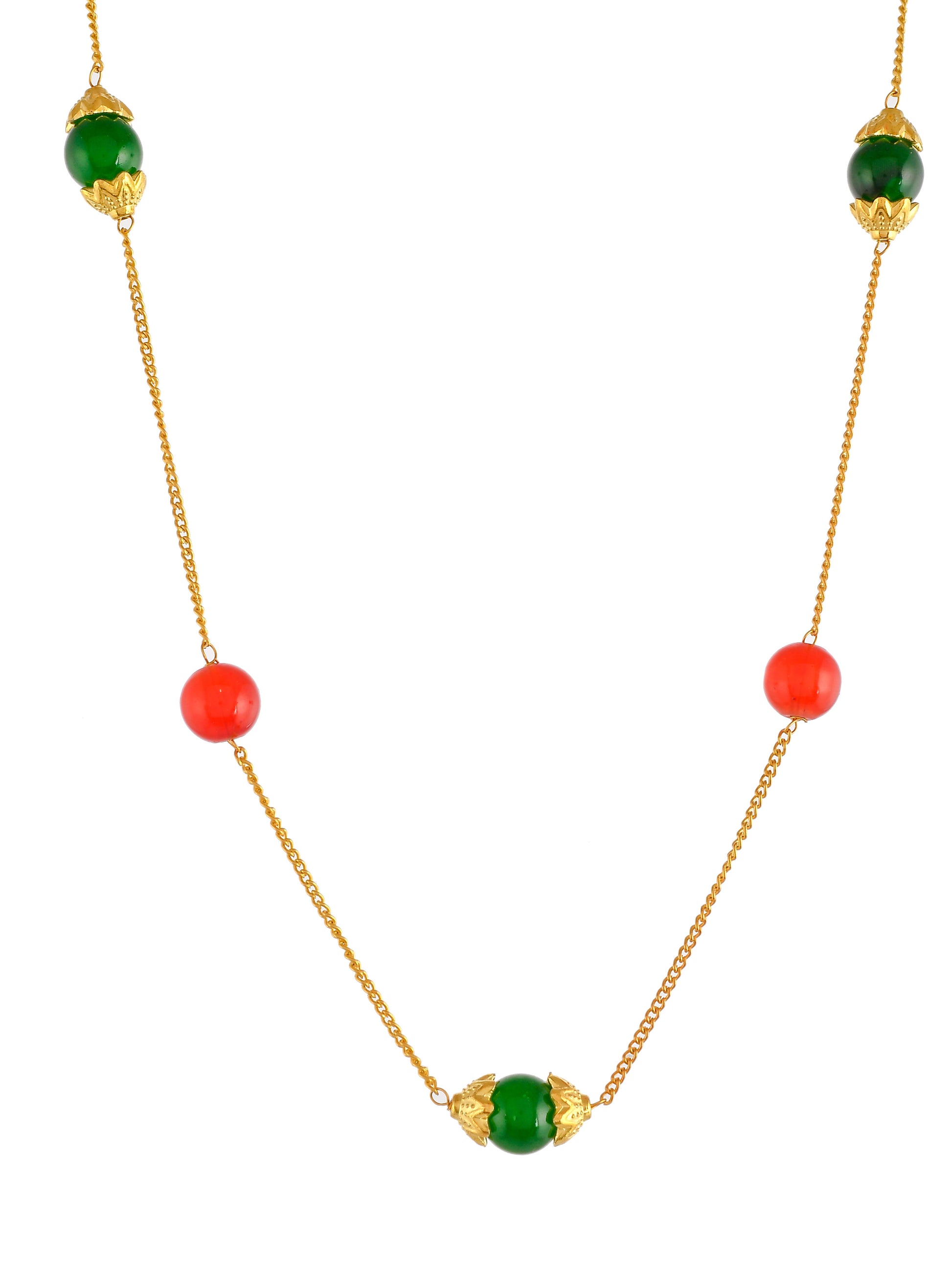 Unisex Multi Gold Plated Beaded Layered Necklace