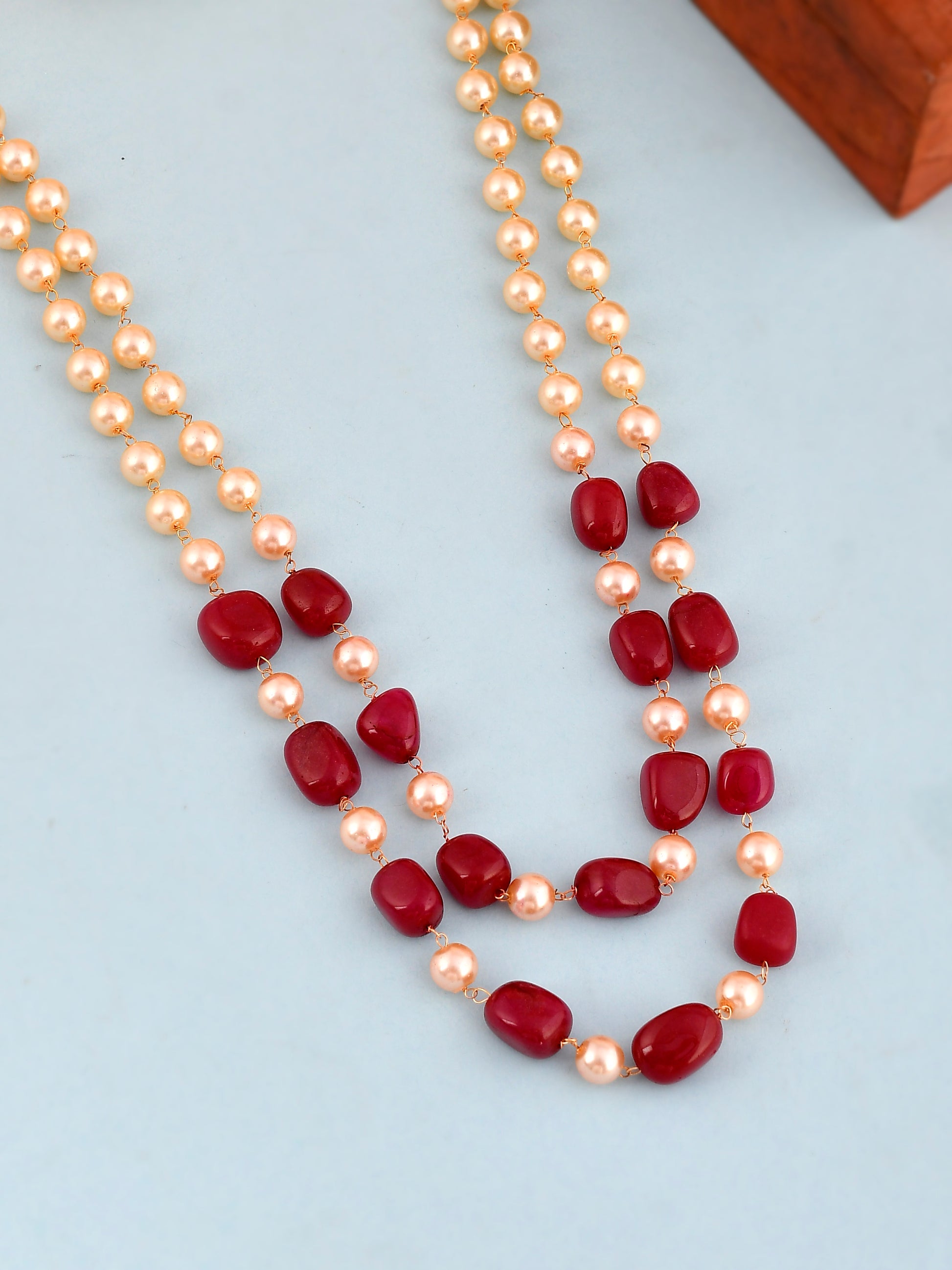 Unisex Red & Gold Plated Beaded Layered Necklaces for Women Online