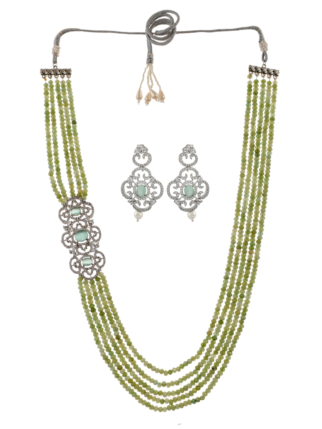 Peridot Layered Necklace With Ad Brooch