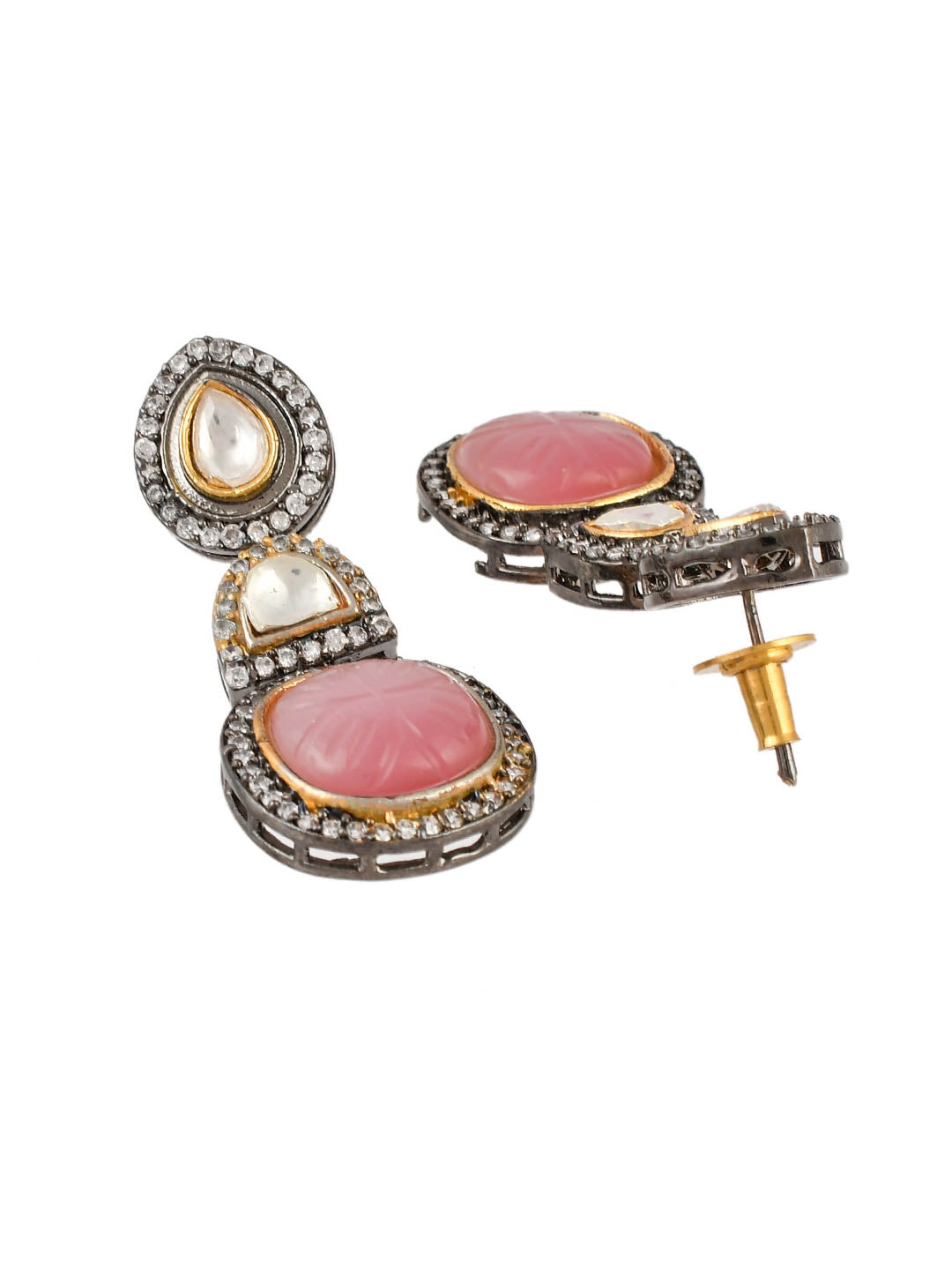 Gold Plated Pink Ad Kundan Jewellery Set