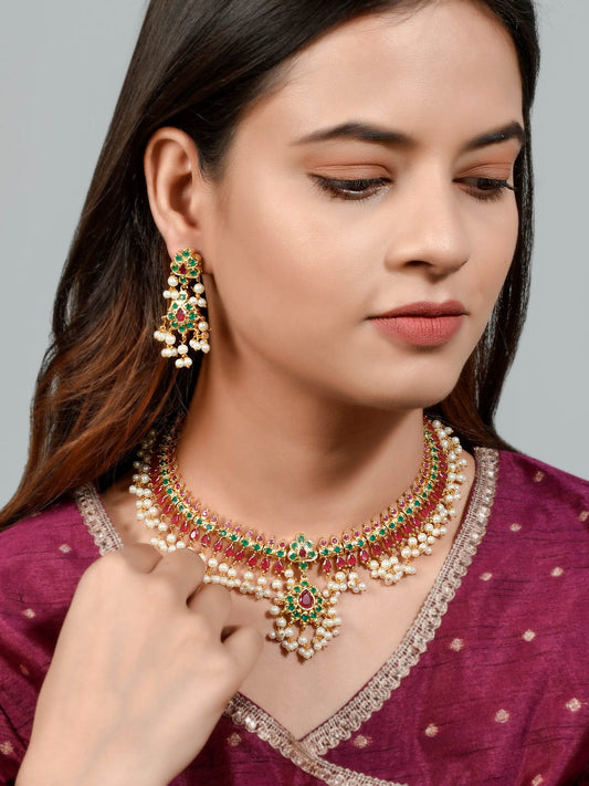 Gold Plated Pearl Temple Jewellery Sets for Women Online