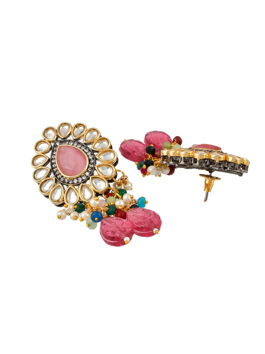 Baby Pink Beads Choker Kundan Jewellery Set