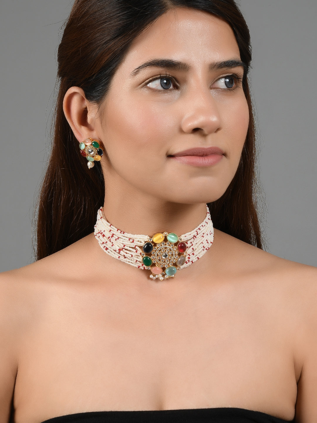 Navratan Gold Plated Jadau Pearl Jewellery Sets for Women Online