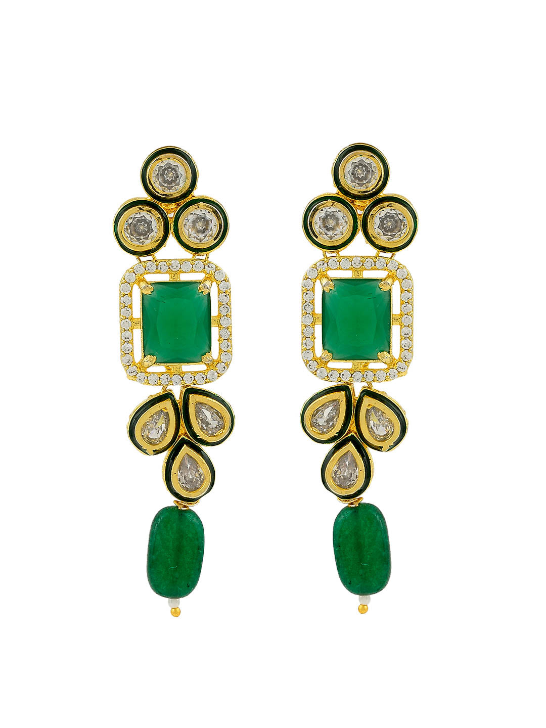 Handmade Green Kundan Diamond Choker Jewellery Set With Earring For Women