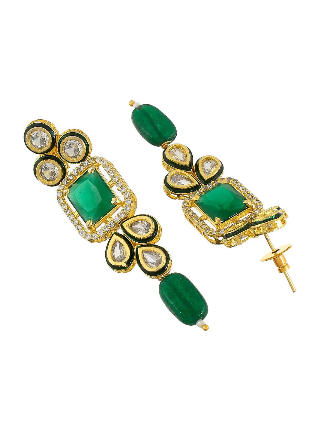 Handmade Green Kundan Diamond Choker Jewellery Set With Earring For Women