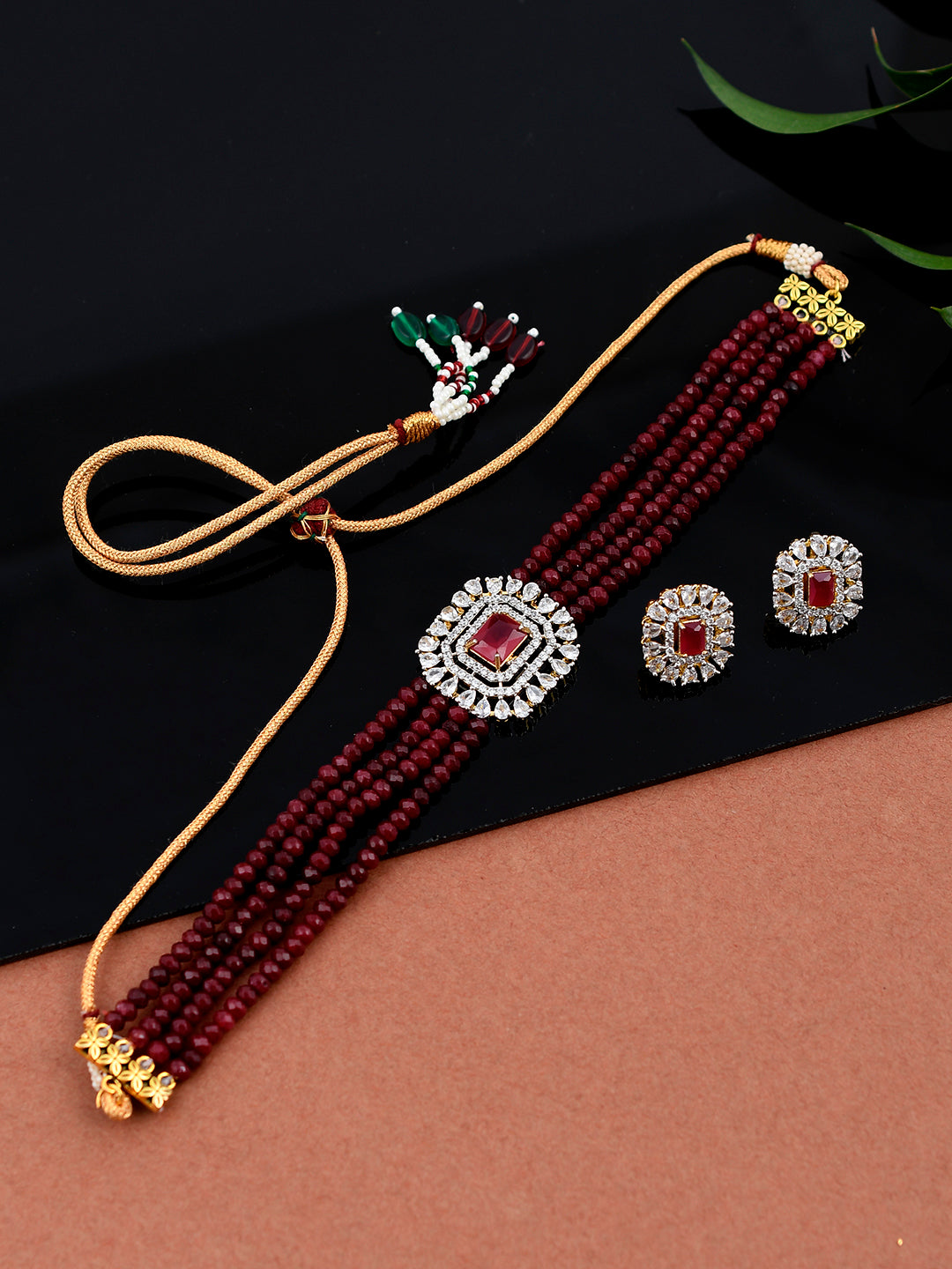 Red Onyx Choker Jewellery Set