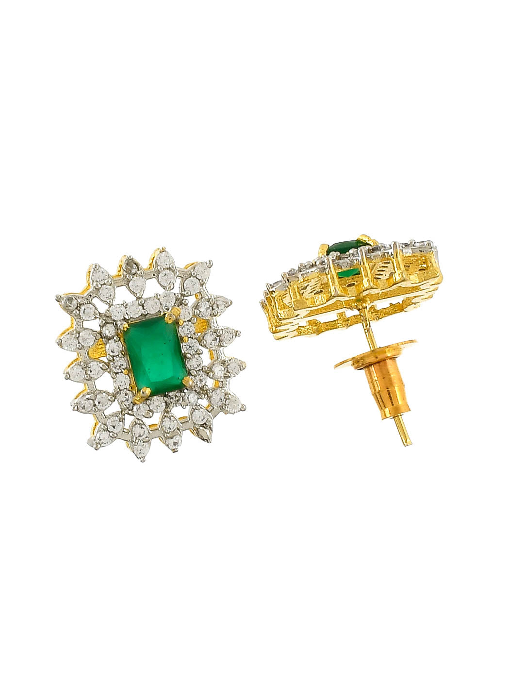 Gold Plated Green White Ad Studded Choker Jewellery Set