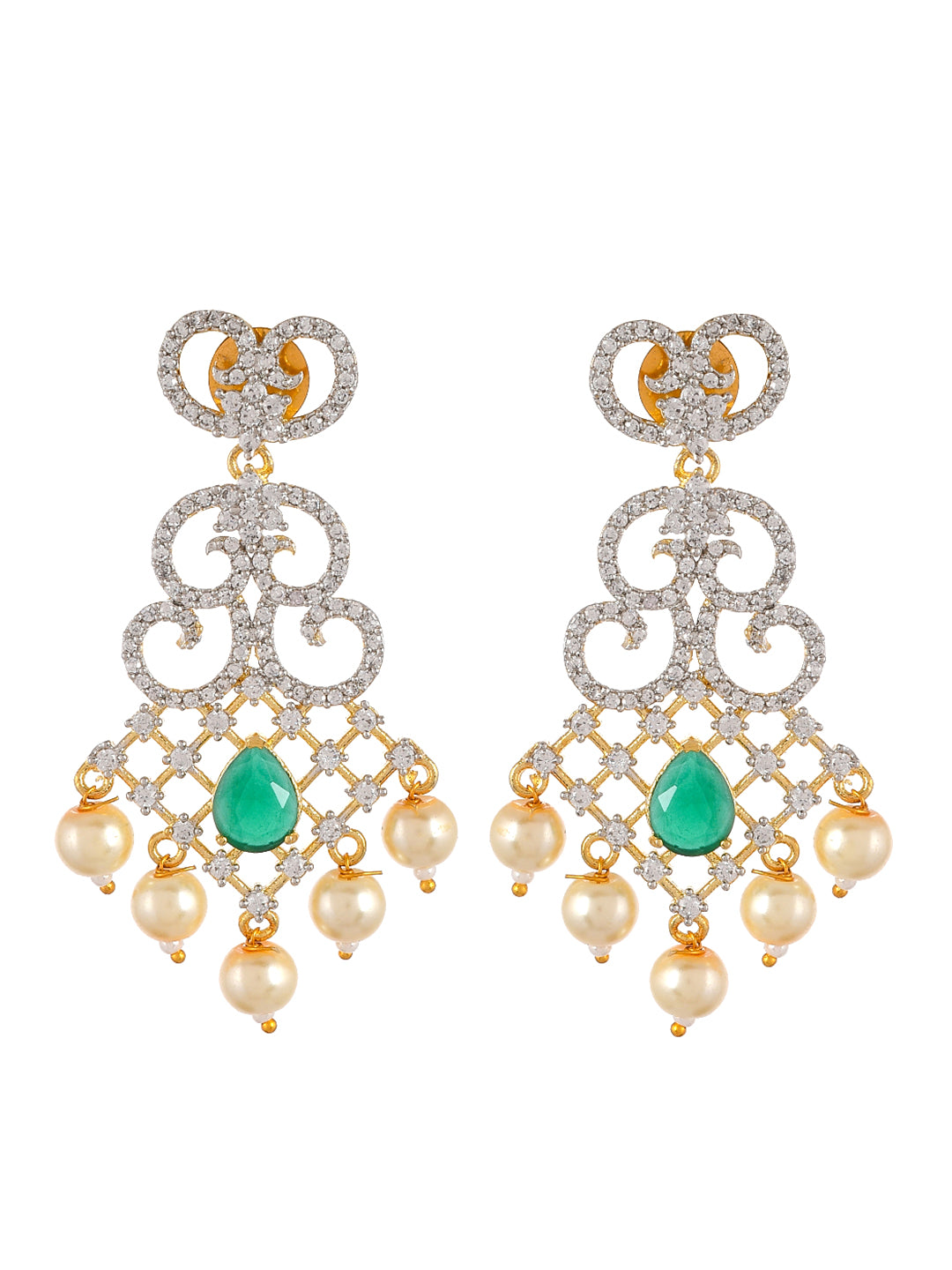 Gold Plated Bridal Green Jewellery Set For Wedding