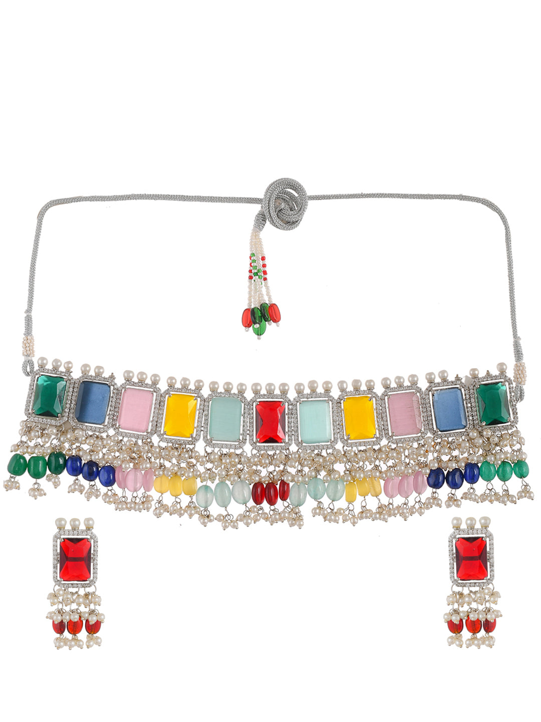 Multicolor Pearl Choker Jewellery Set